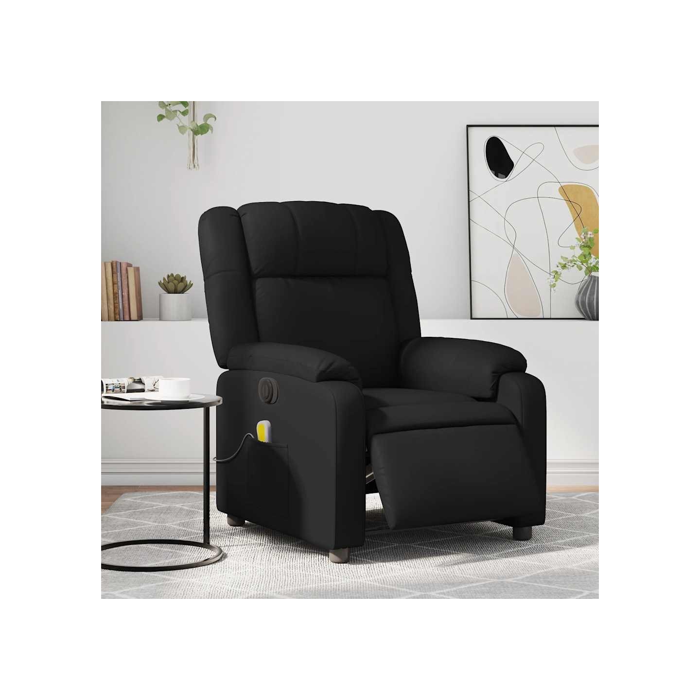 Fauteuil de massage inclinable électrique noir similicuir