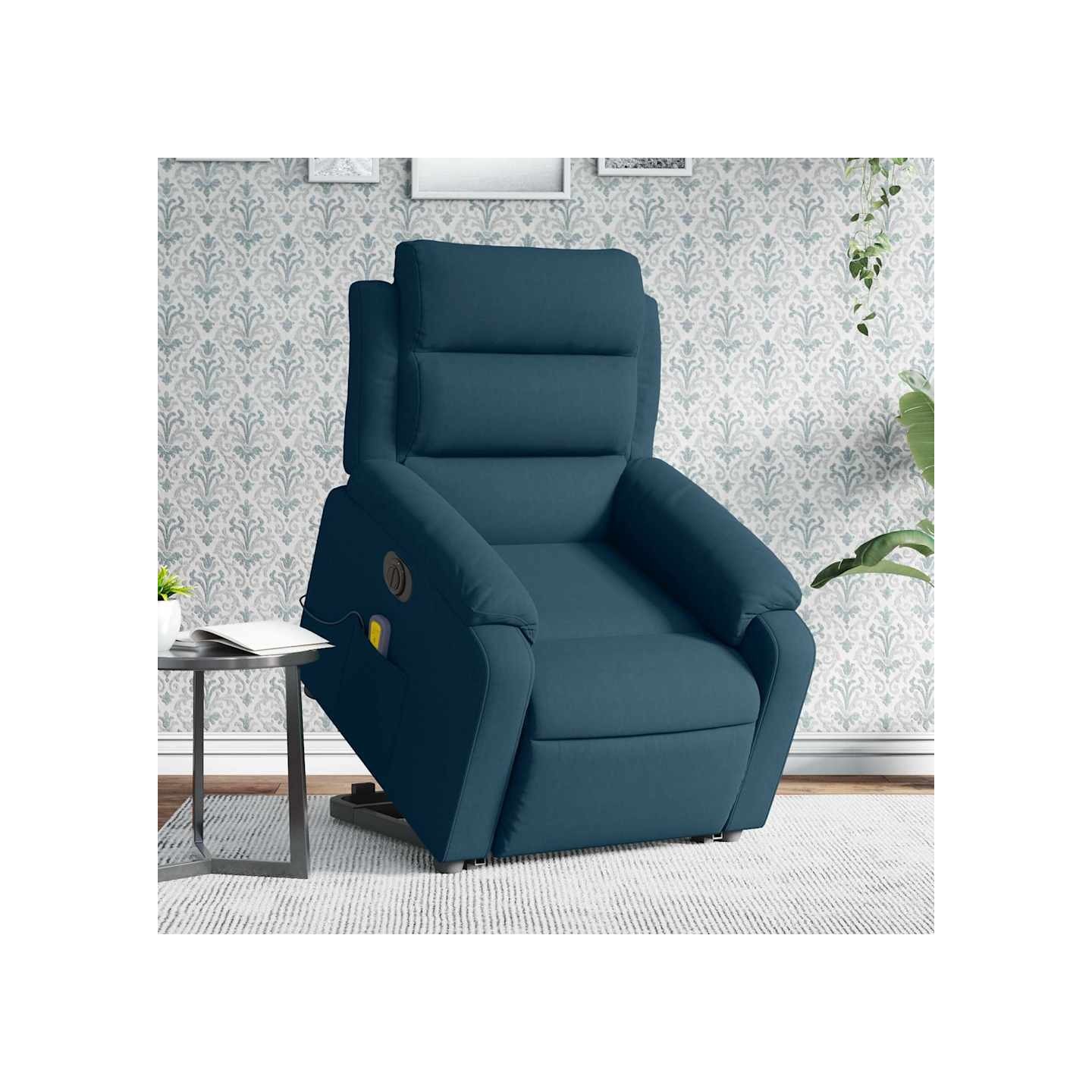 Fauteuil inclinable de massage électrique bleu velours