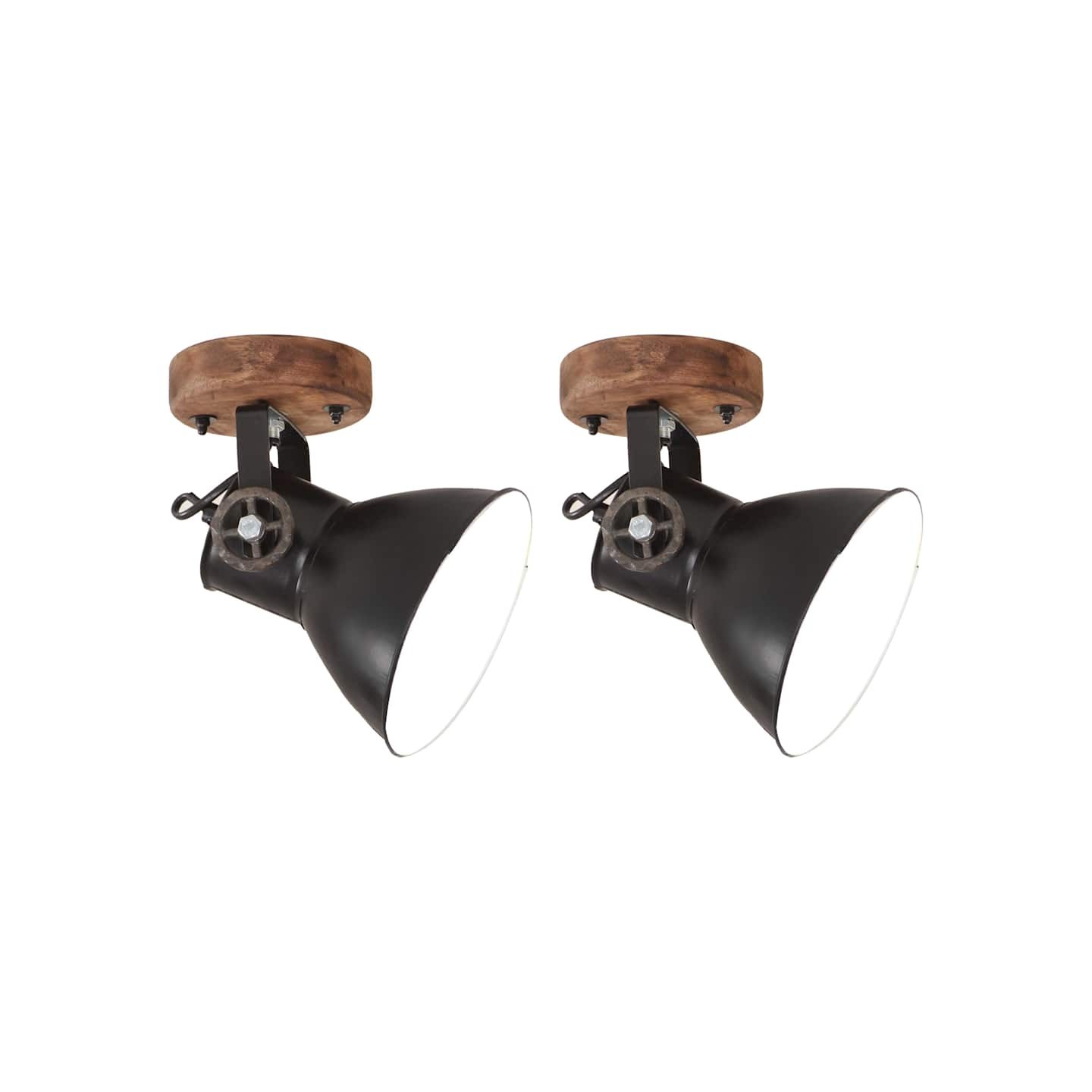 Lampe murale industrielle/de plafond 2 pcs Noir 20x25 cm E27