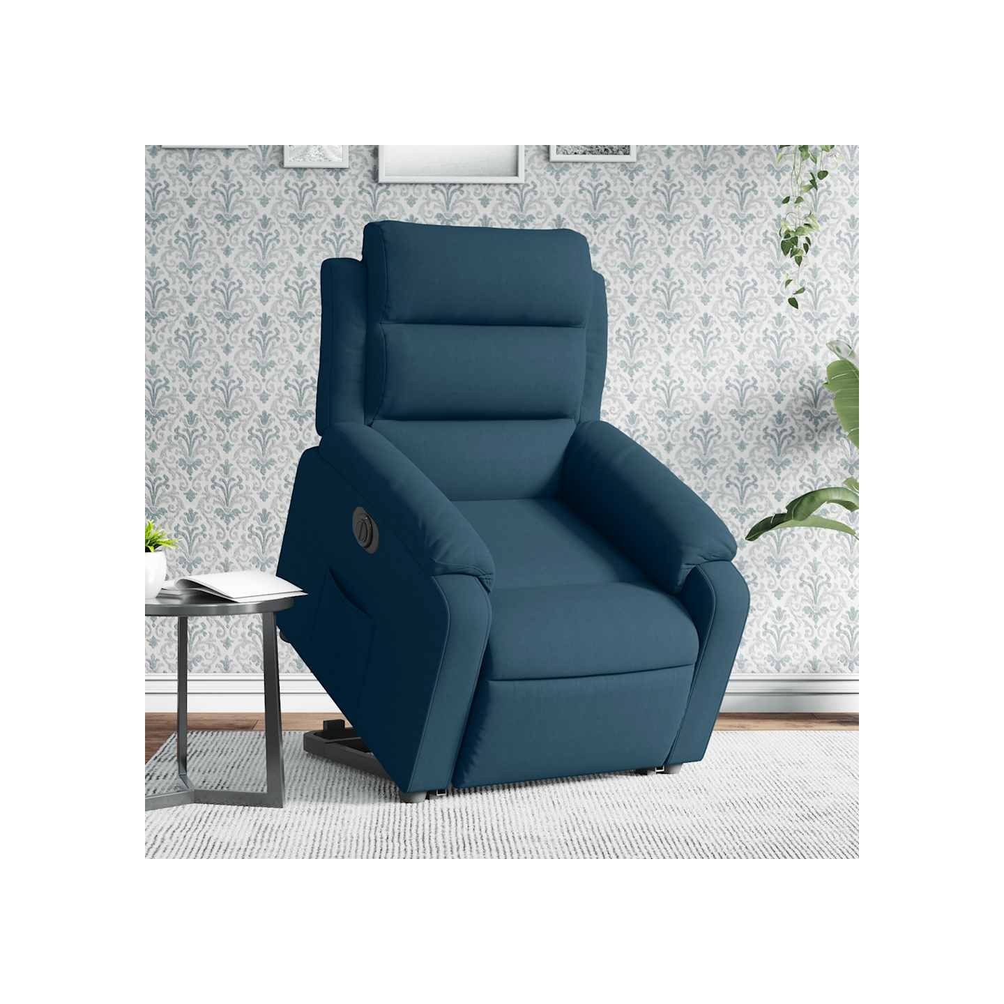 Fauteuil inclinable électrique bleu velours