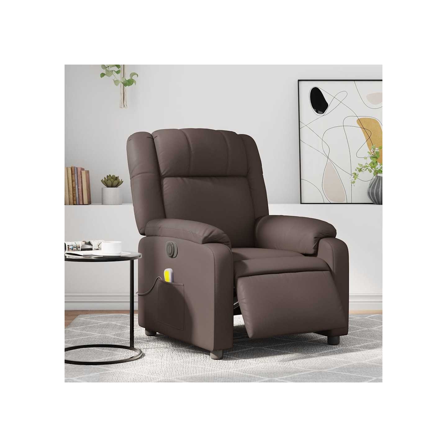 Fauteuil de massage inclinable électrique marron similicuir