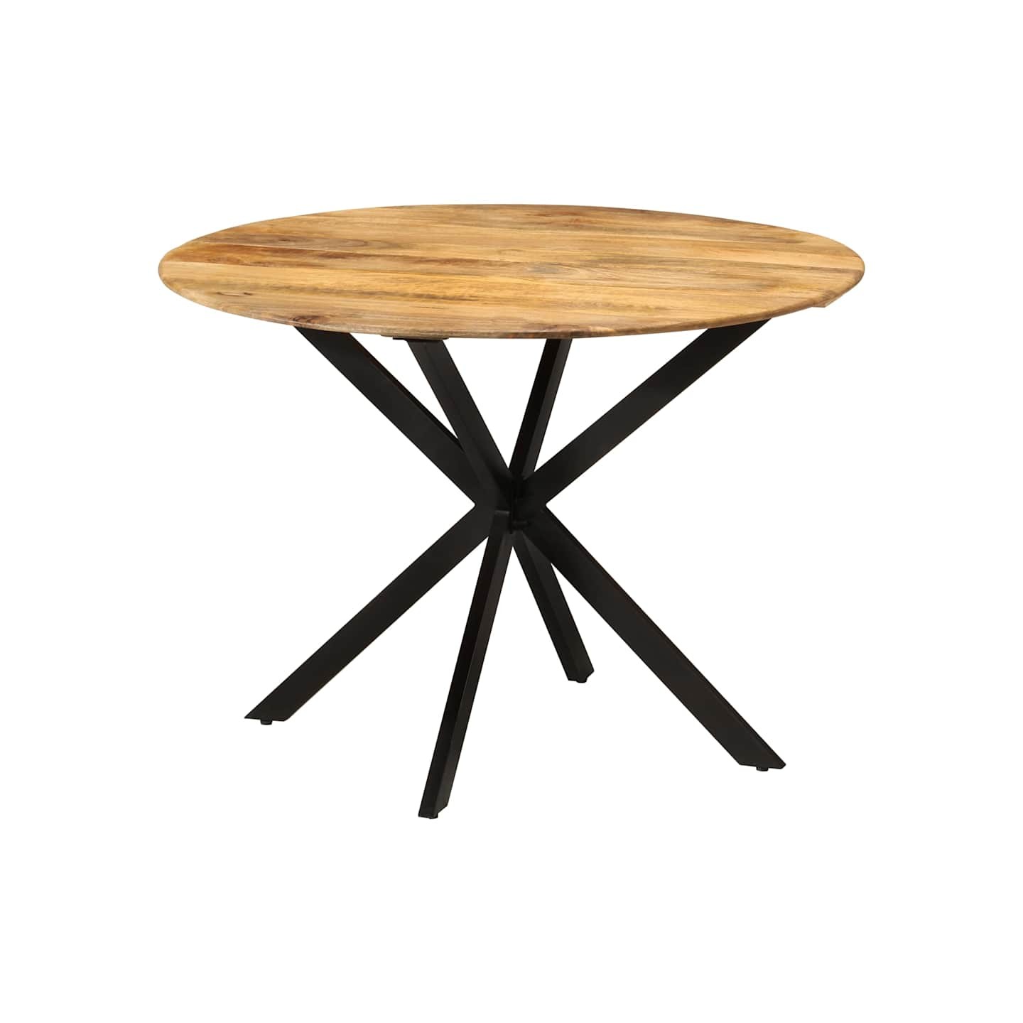 Table à dîner Ø110x78 cm Bois de manguier massif et acier