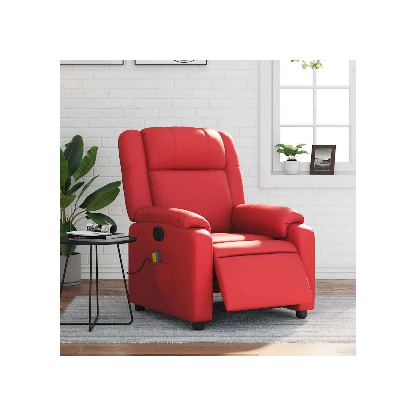 Fauteuil de massage inclinable électrique rouge similicuir