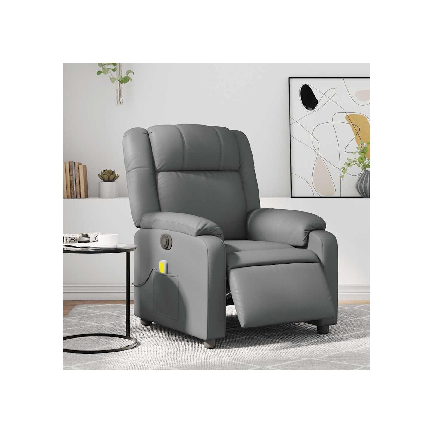Fauteuil de massage inclinable électrique gris similicuir