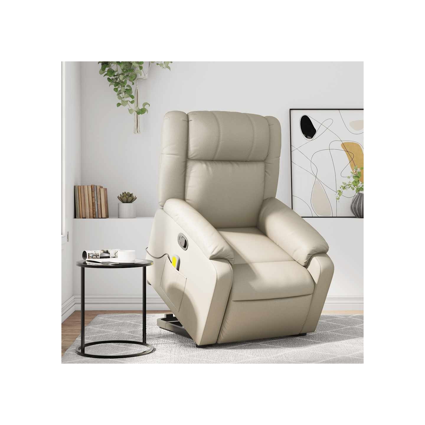 Fauteuil inclinable de massage Crème Similicuir