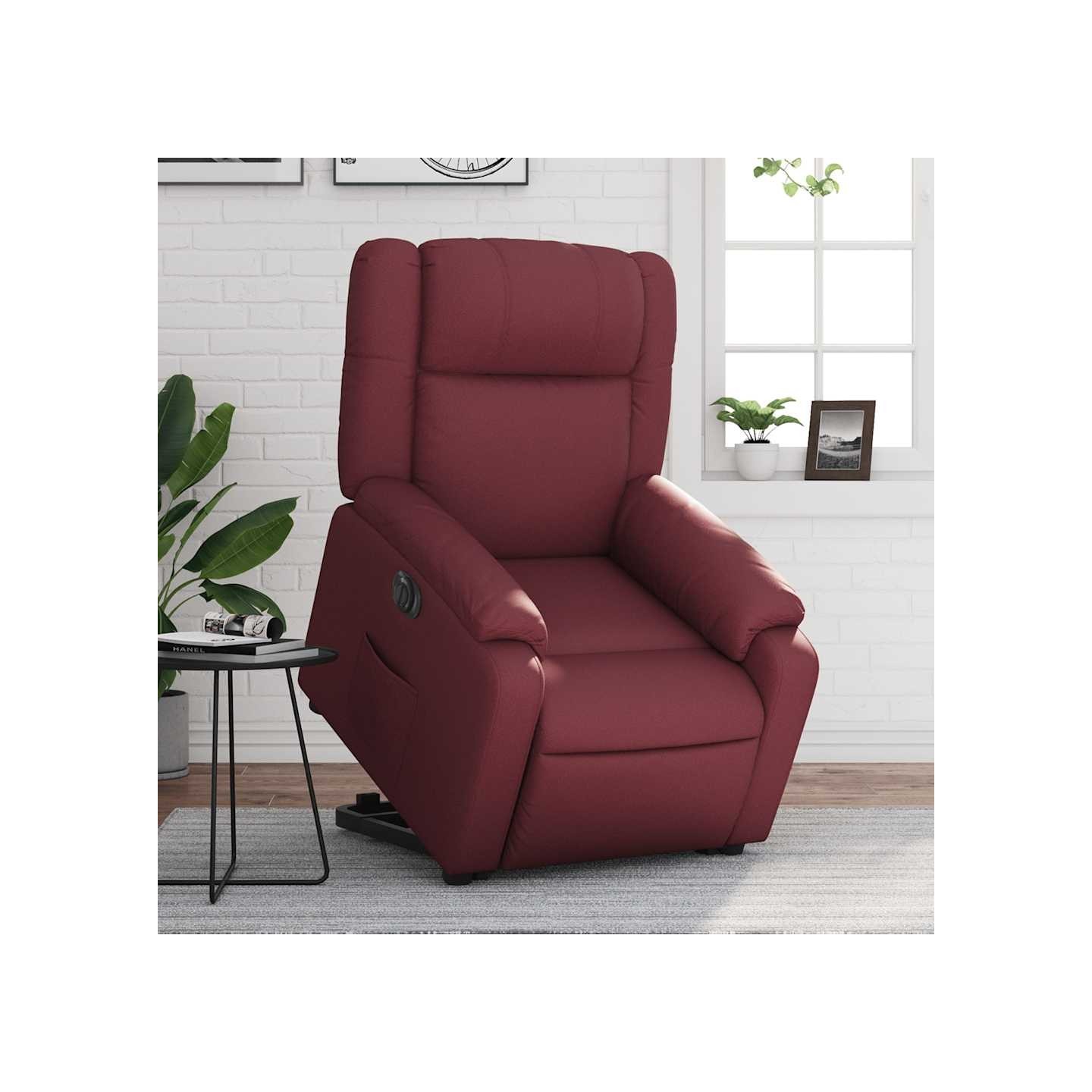 Fauteuil inclinable électrique rouge bordeaux similicuir