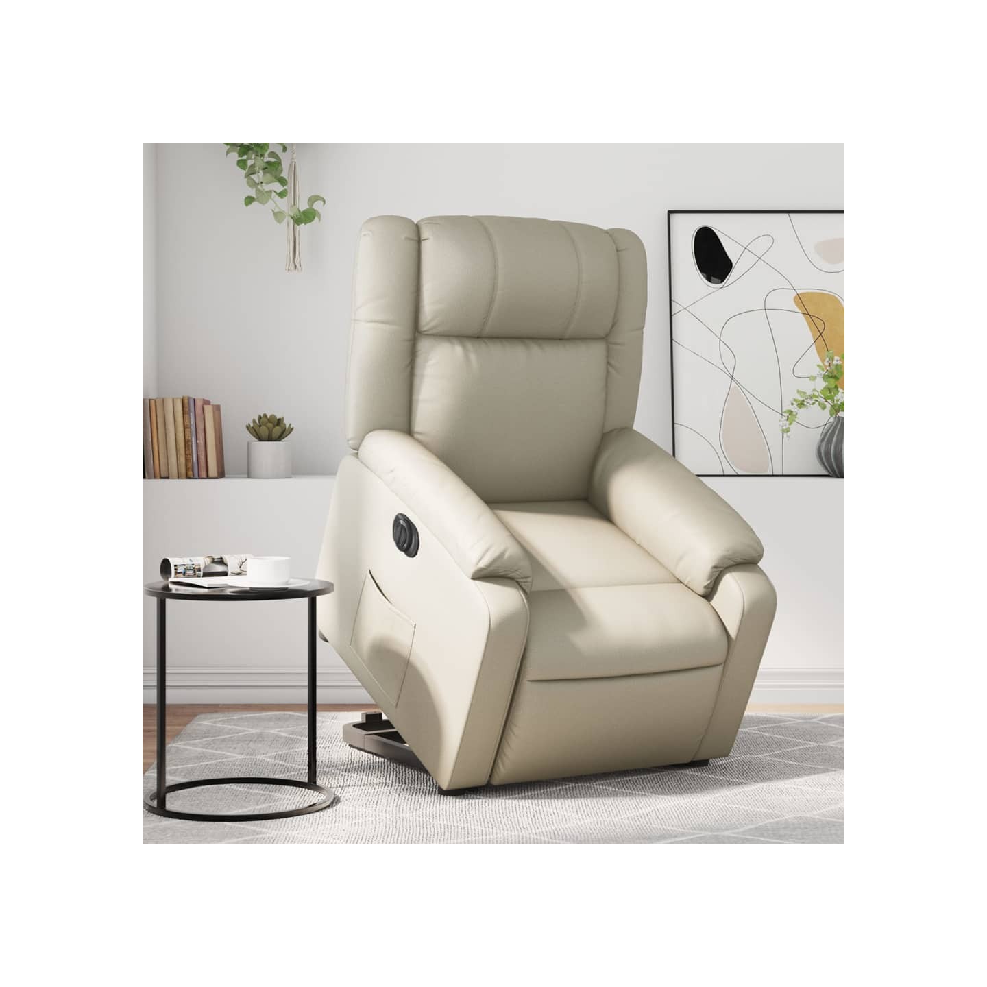 Fauteuil inclinable électrique crème similicuir