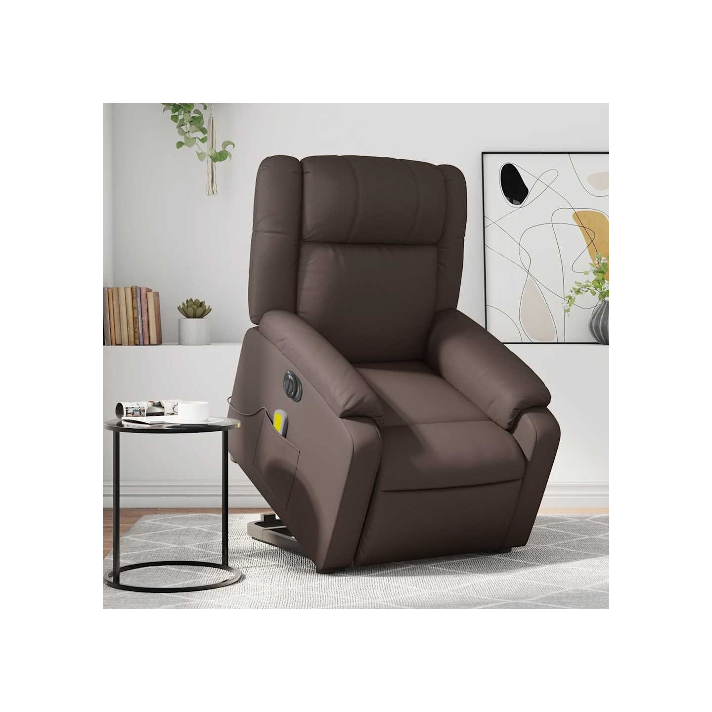 Fauteuil inclinable de massage électrique marron similicuir