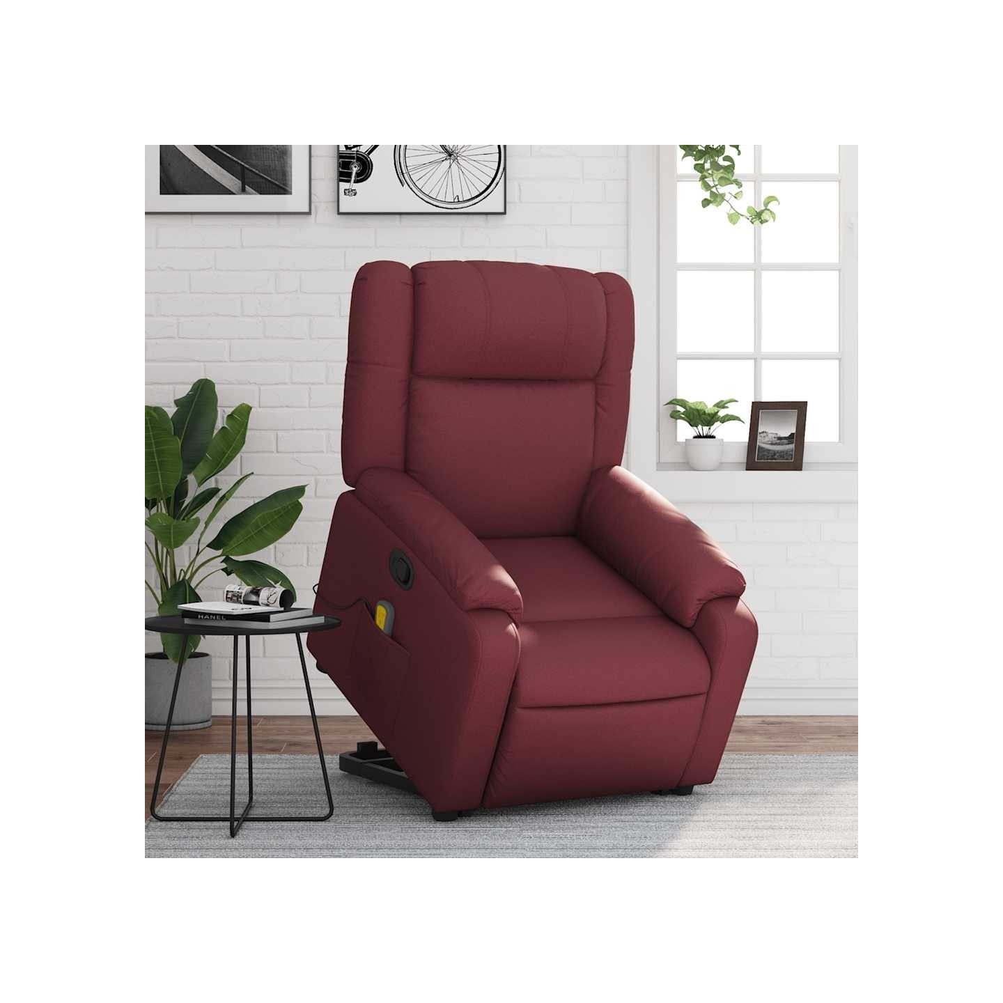 Fauteuil inclinable de massage Rouge bordeaux Similicuir