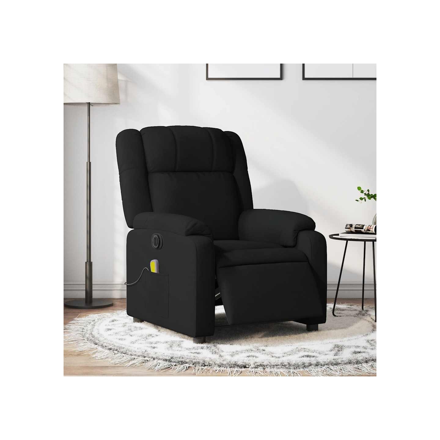 Fauteuil de massage inclinable électrique Noir Tissu