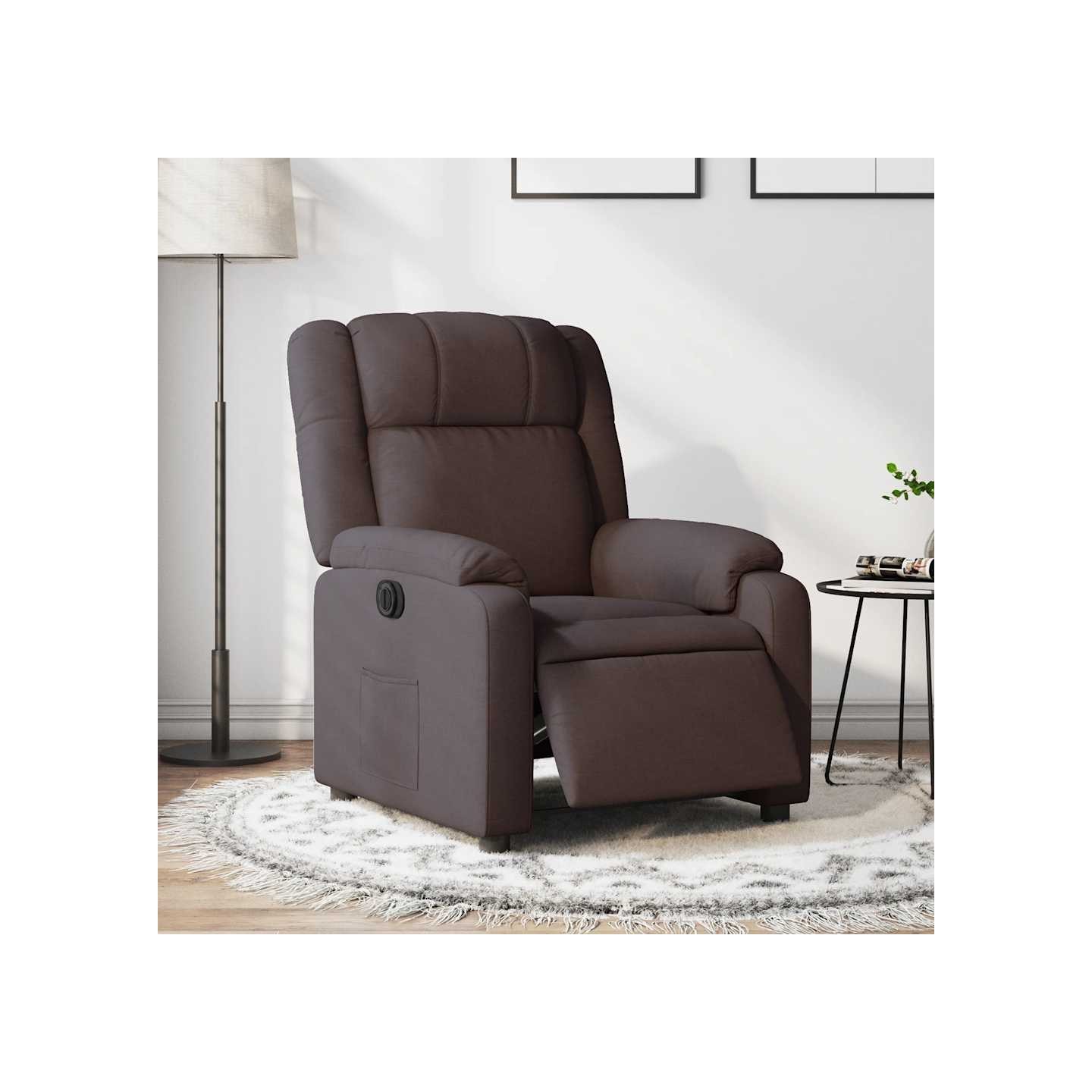 Fauteuil inclinable électrique Marron foncé Tissu