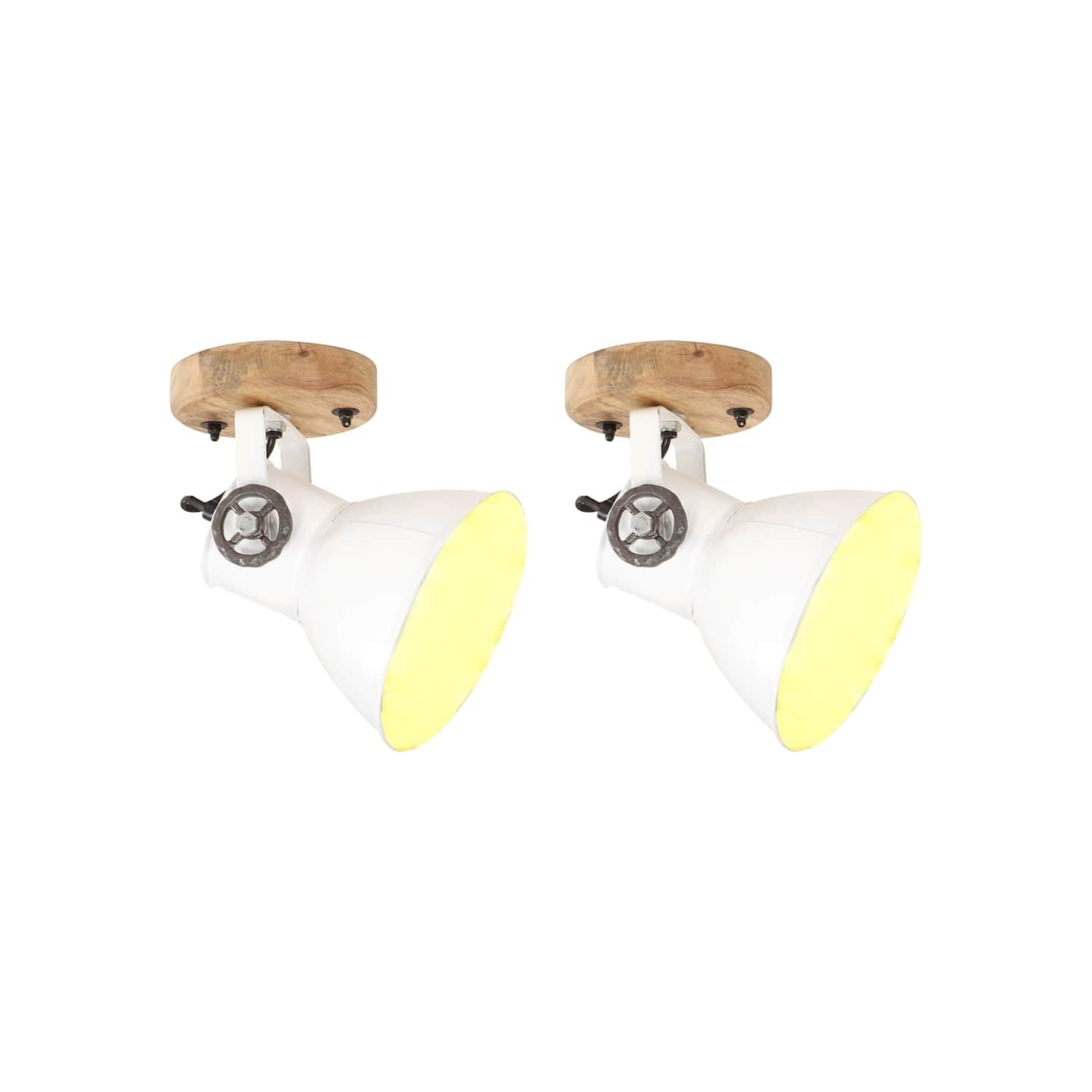 Lampe murale industrielle/de plafond 2 pcs Blanc 20x25 cm E27