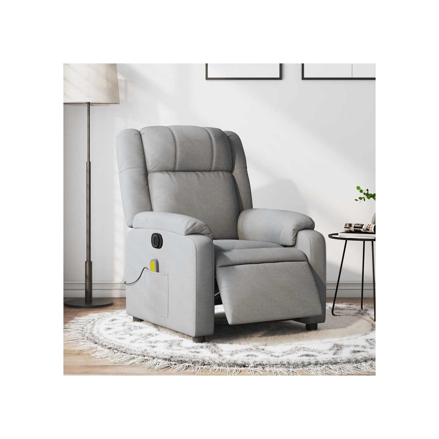 Fauteuil de massage inclinable électrique gris clair tissu