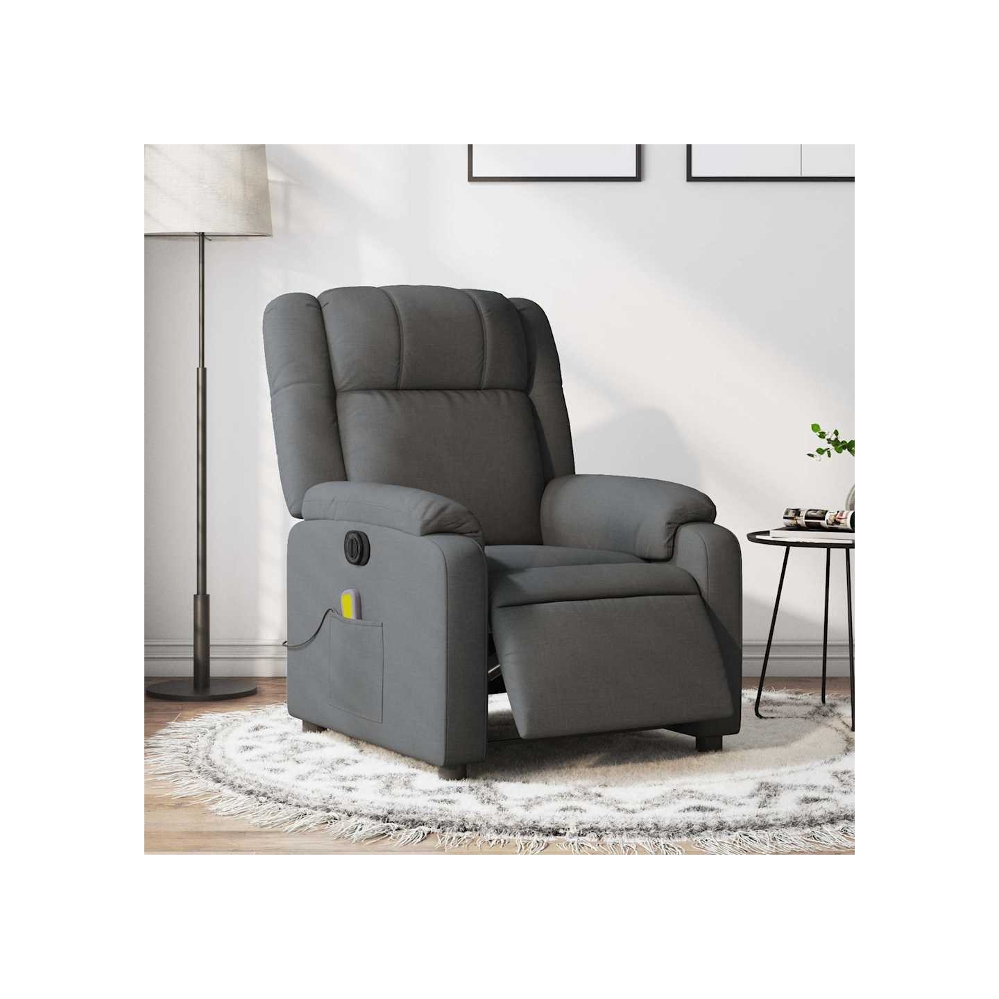 Fauteuil inclinable de massage électrique gris foncé tissu
