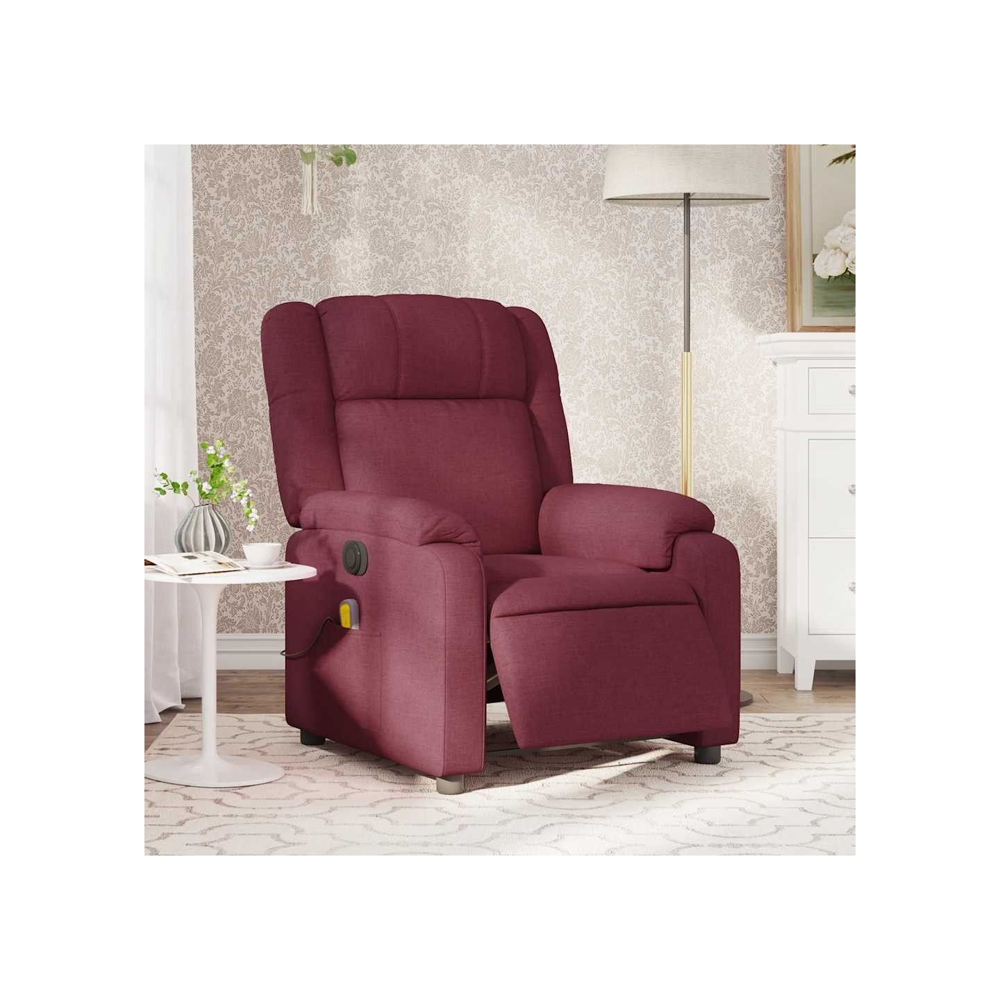 Fauteuil de massage inclinable électrique Rouge bordeaux Tissu