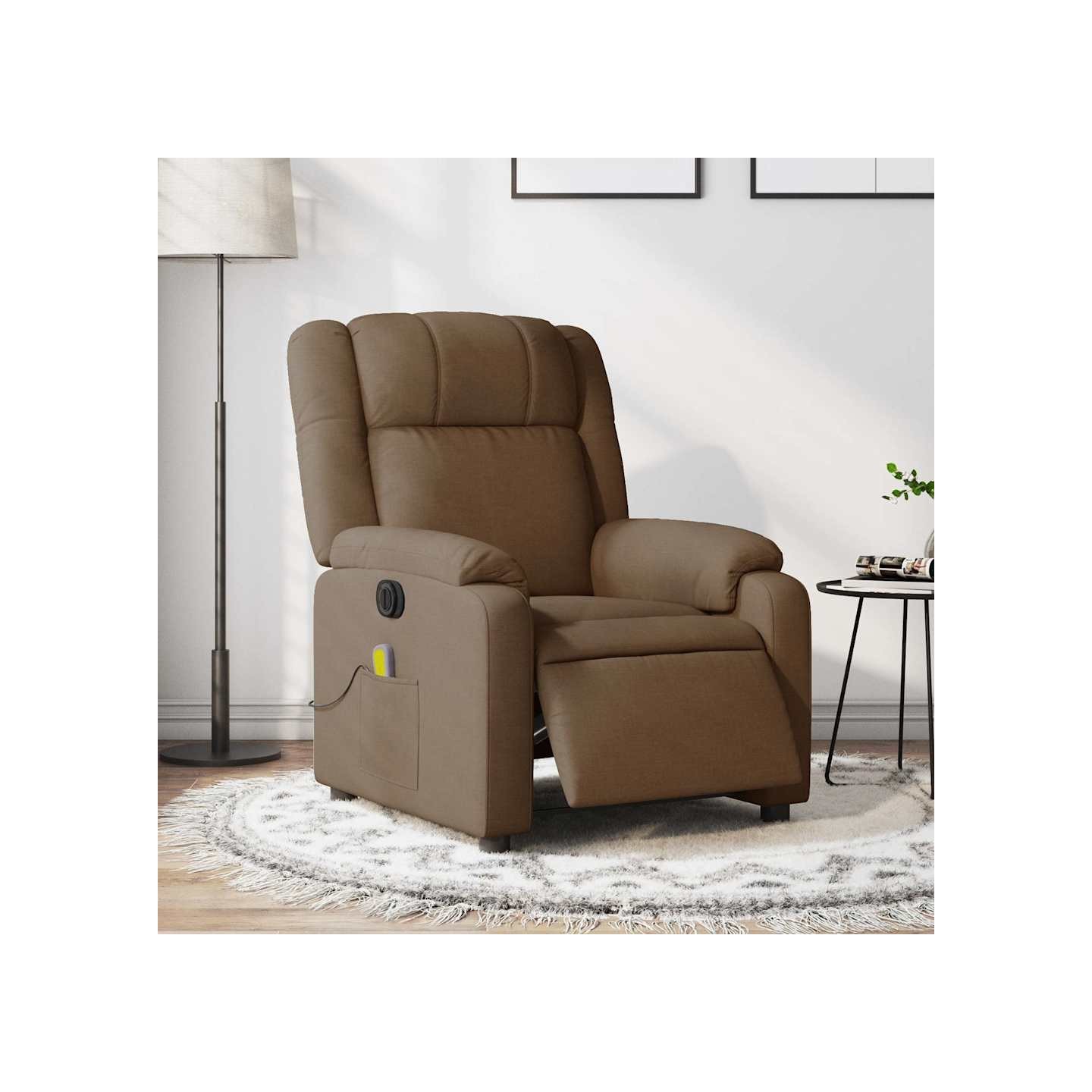 Fauteuil inclinable de massage électrique marron tissu