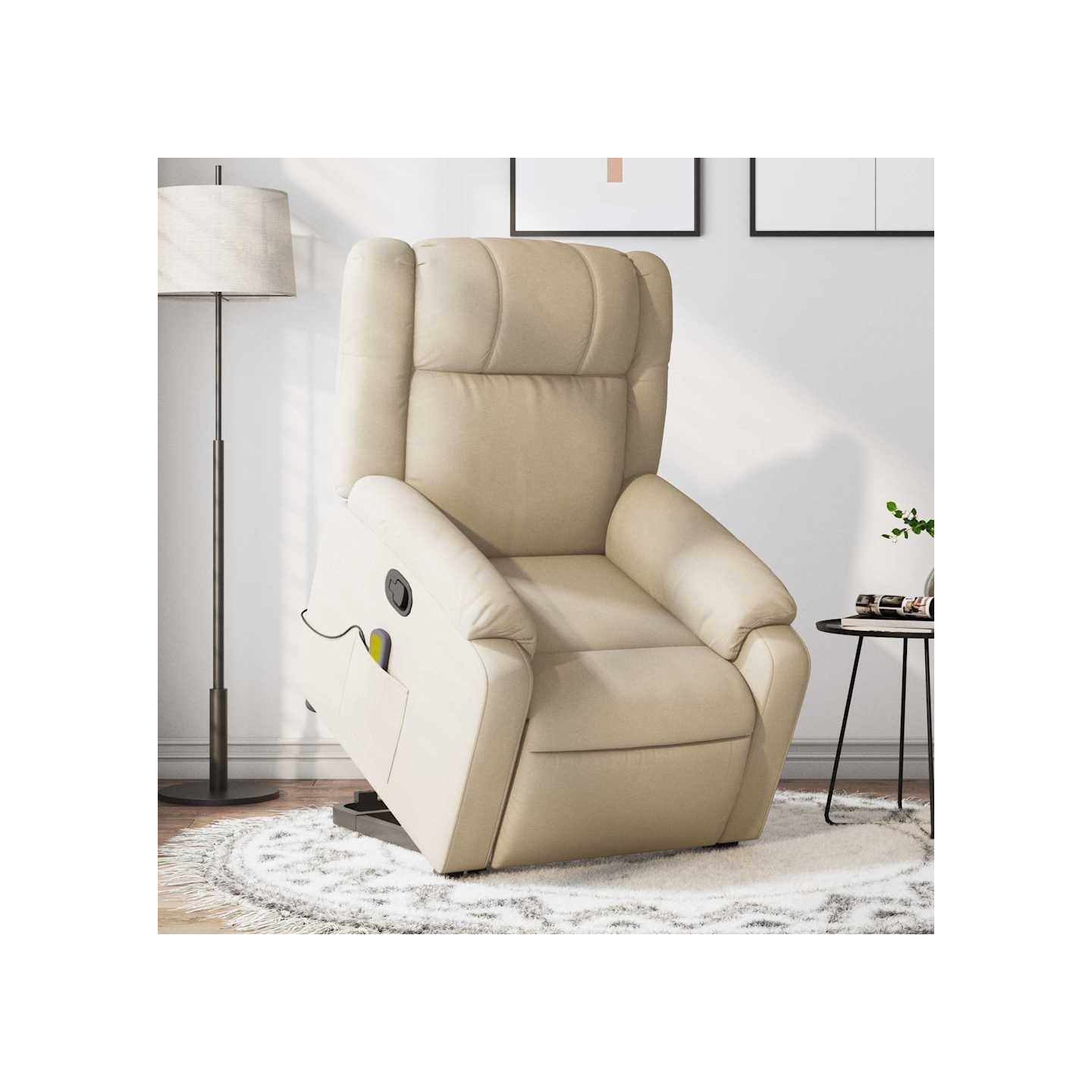 Fauteuil inclinable de massage Crème Tissu