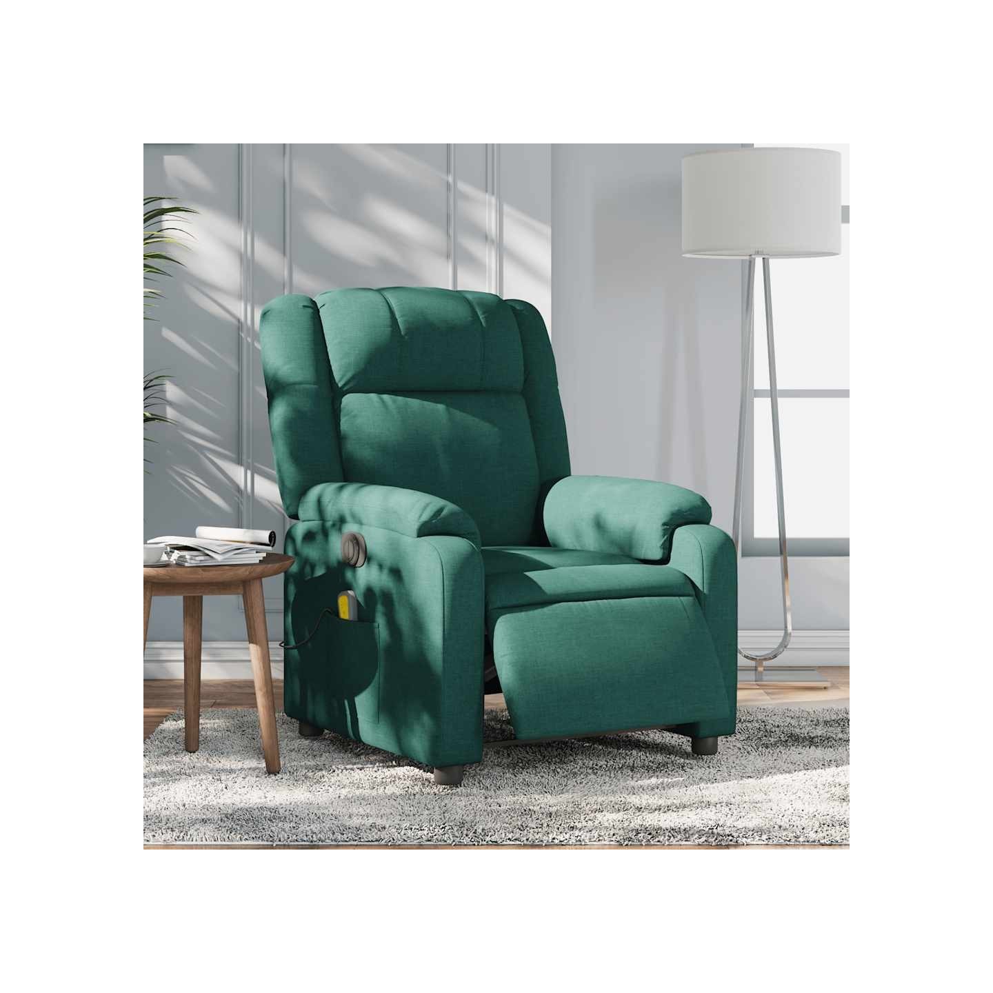 Fauteuil de massage inclinable électrique Vert foncé Tissu