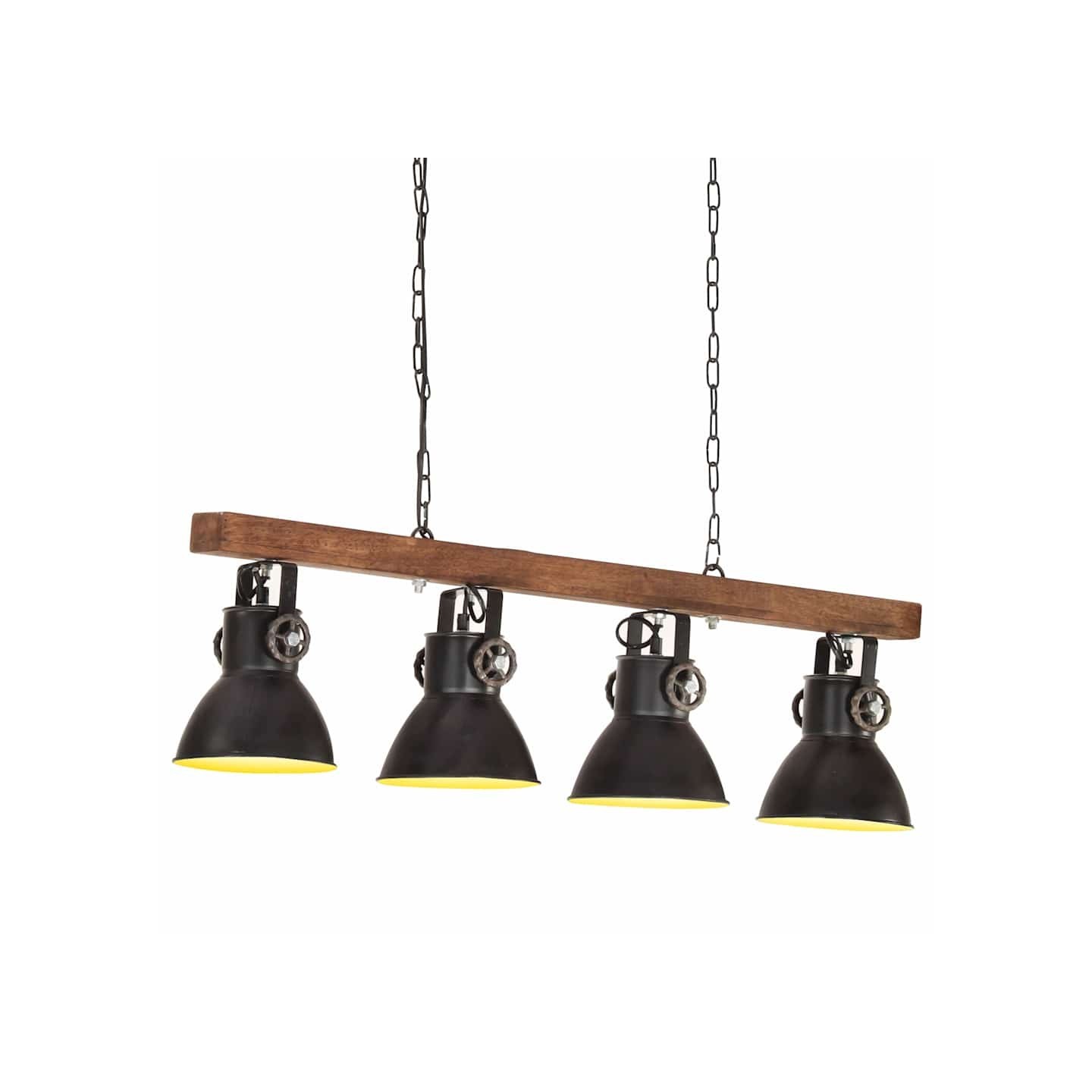 Plafonnier industriel Noir E27 Bois de manguier