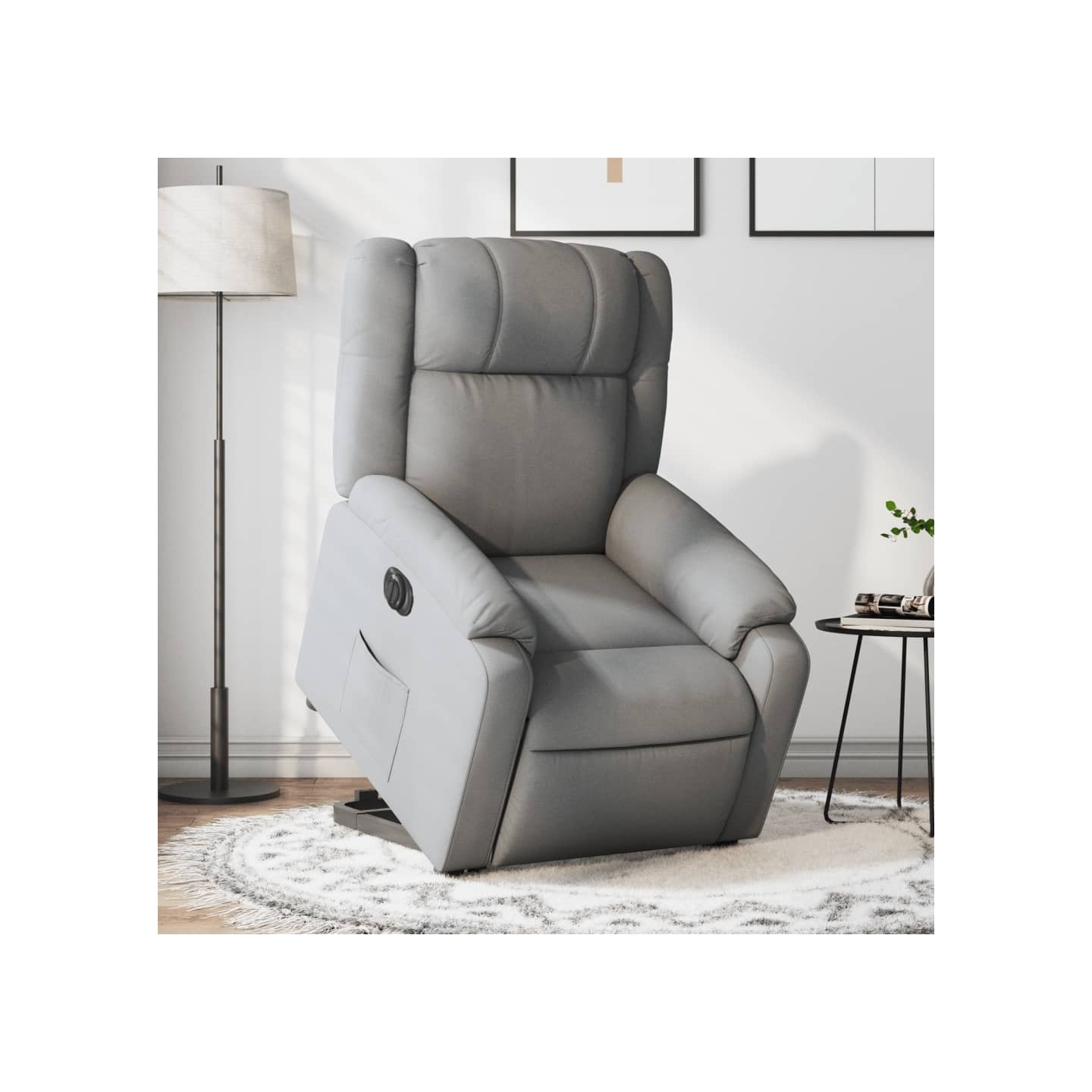 Fauteuil inclinable électrique gris clair tissu