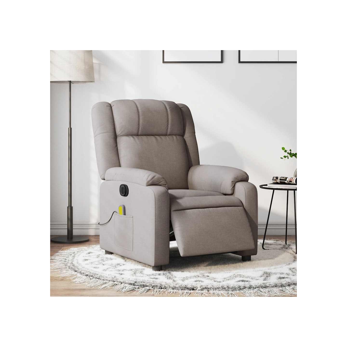 Fauteuil de massage inclinable électrique Taupe Tissu