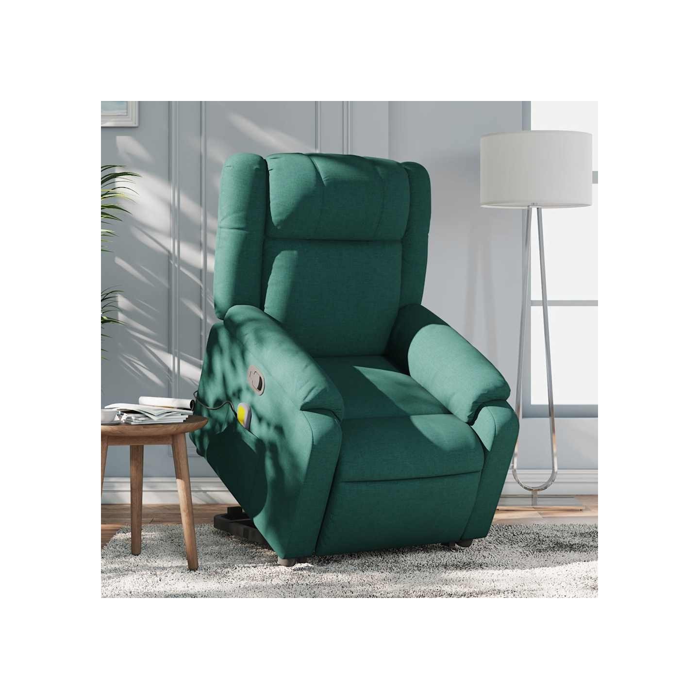 Fauteuil inclinable de massage Vert foncé Tissu