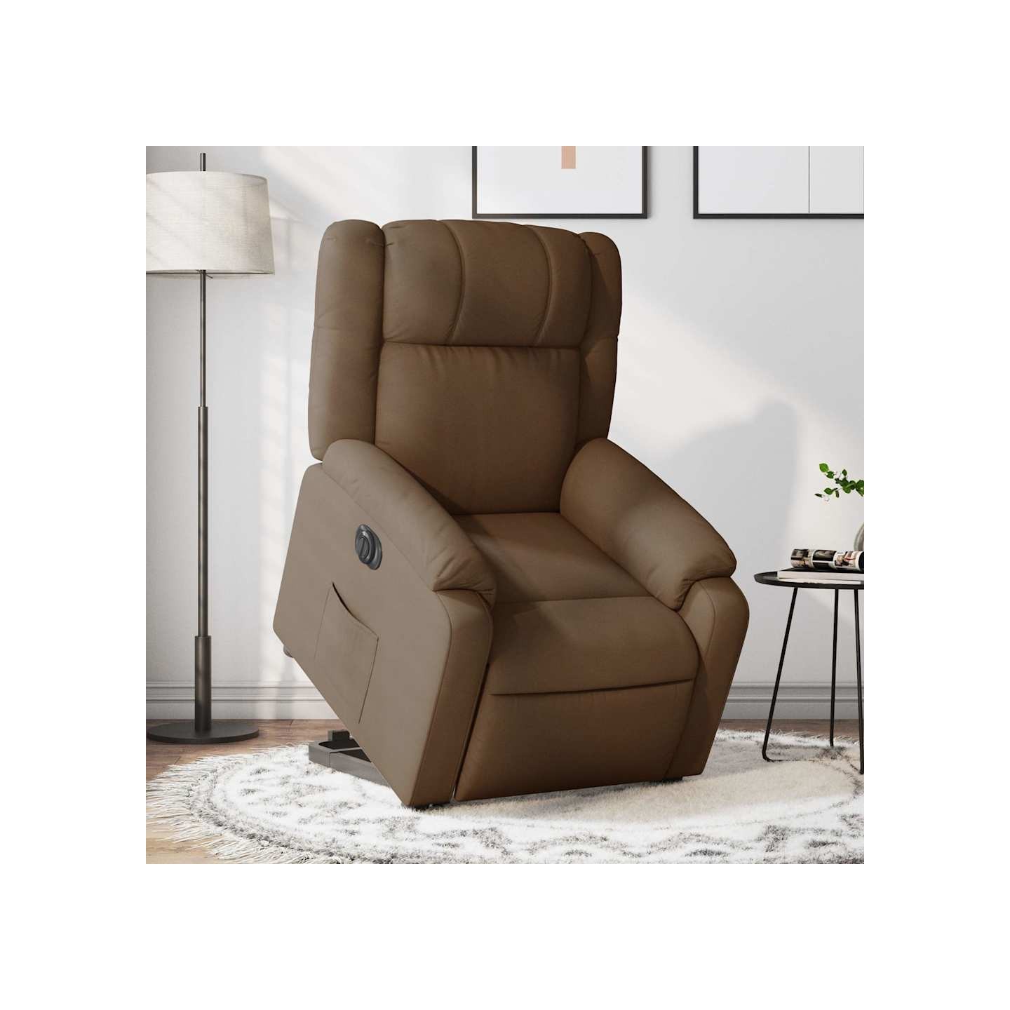Fauteuil inclinable électrique marron tissu