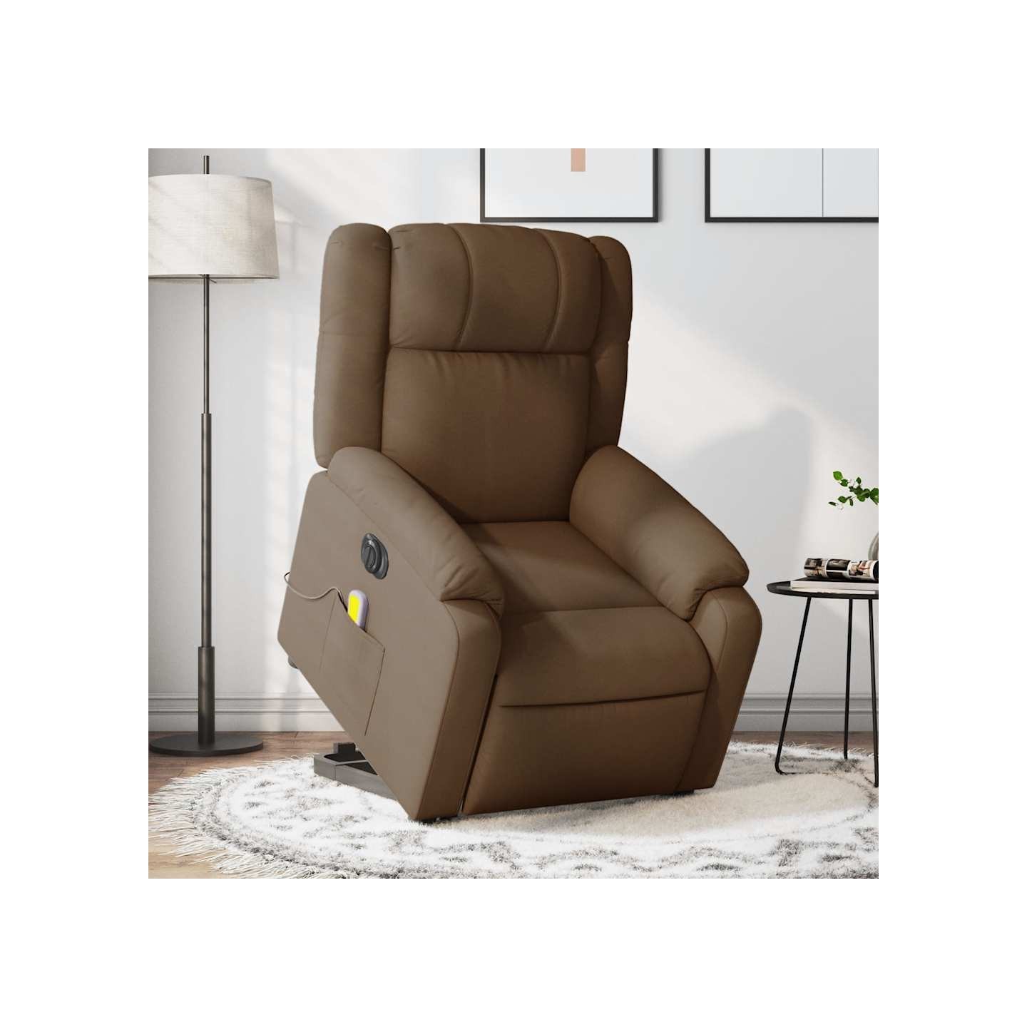 Fauteuil inclinable de massage électrique Marron Tissu