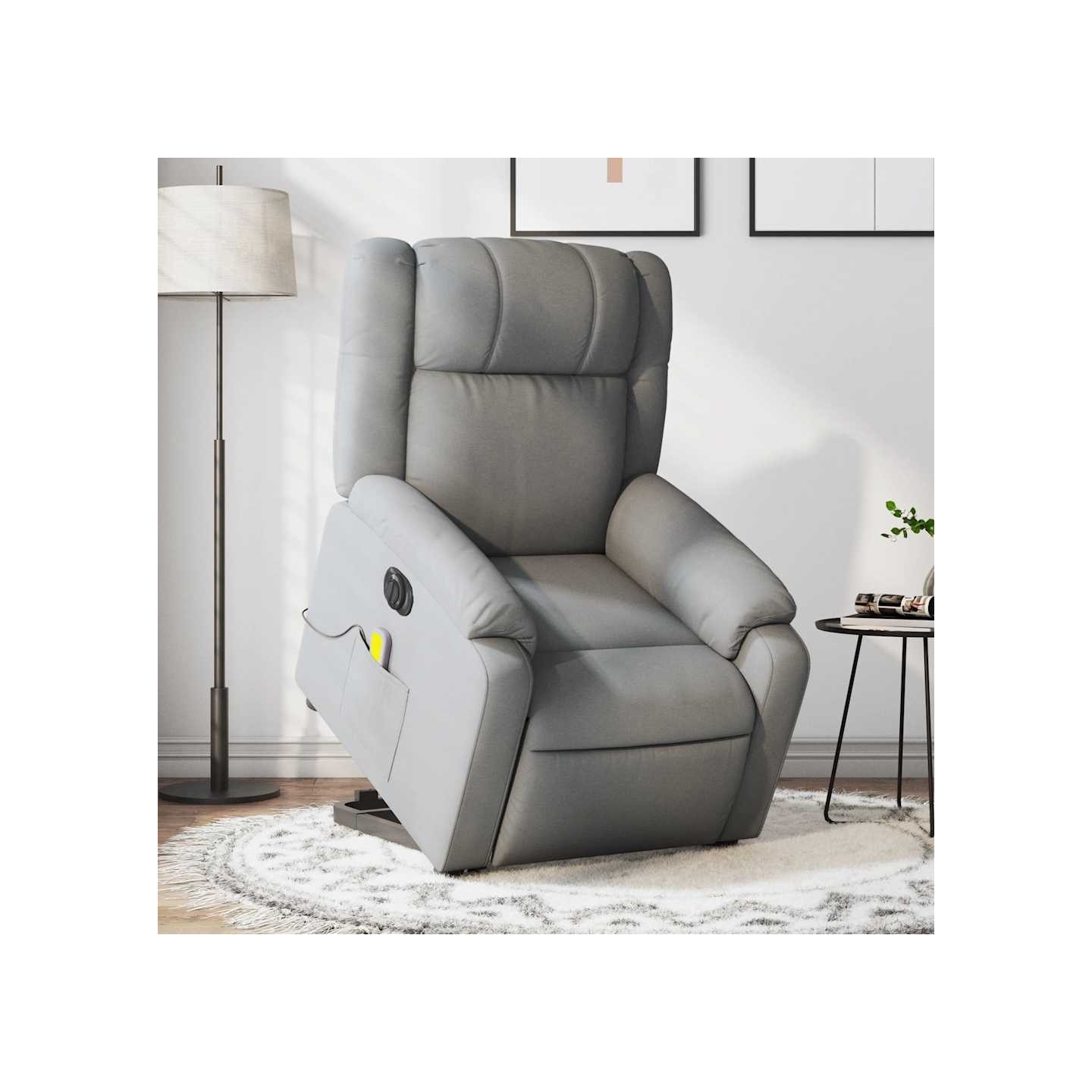 Fauteuil inclinable de massage électrique Gris clair Tissu