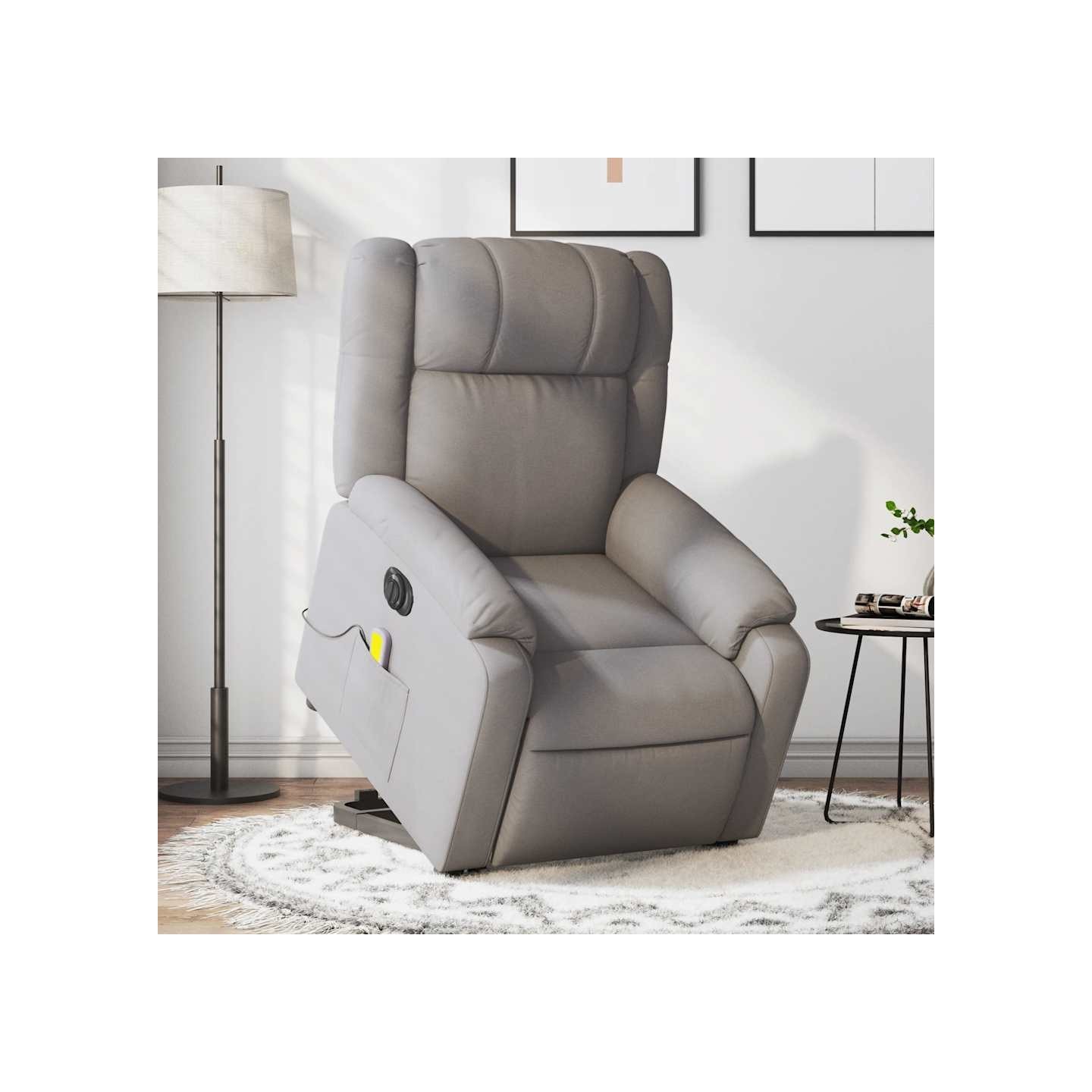 Fauteuil inclinable de massage électrique Taupe Tissu