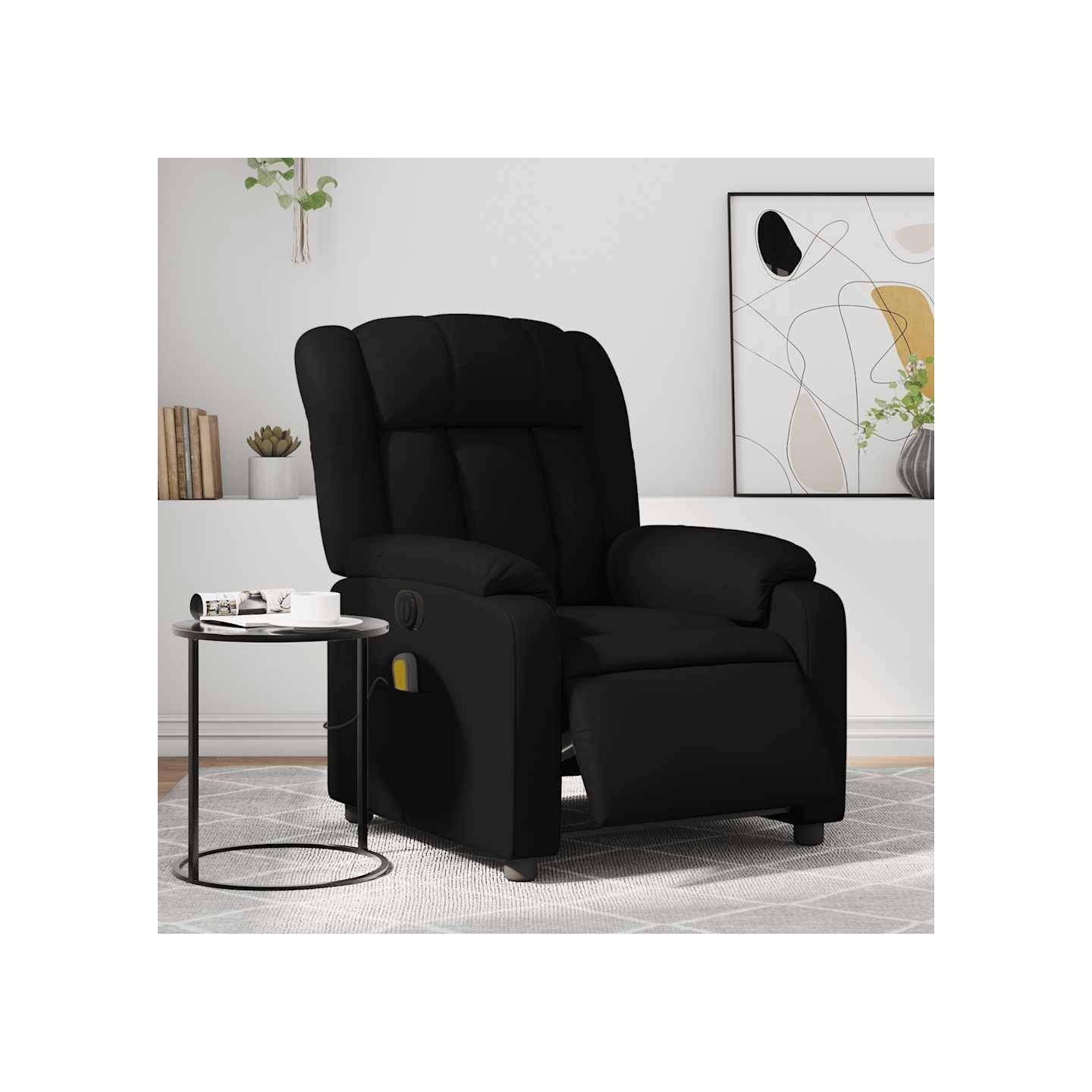 Fauteuil de massage inclinable électrique noir similicuir