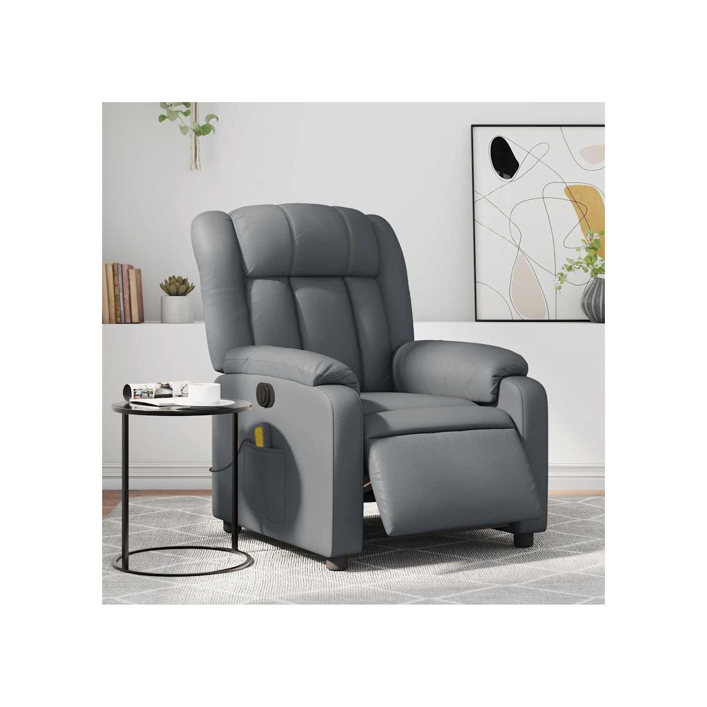 Fauteuil de massage inclinable électrique gris similicuir