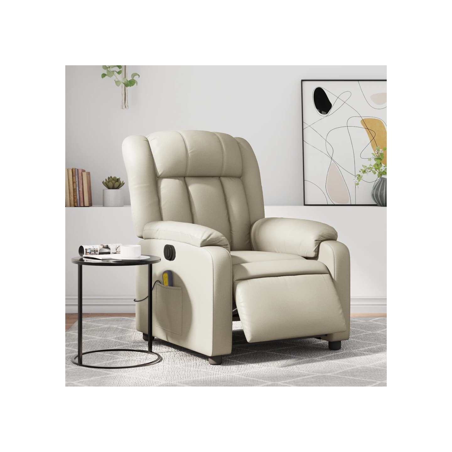 Fauteuil de massage inclinable électrique crème similicuir
