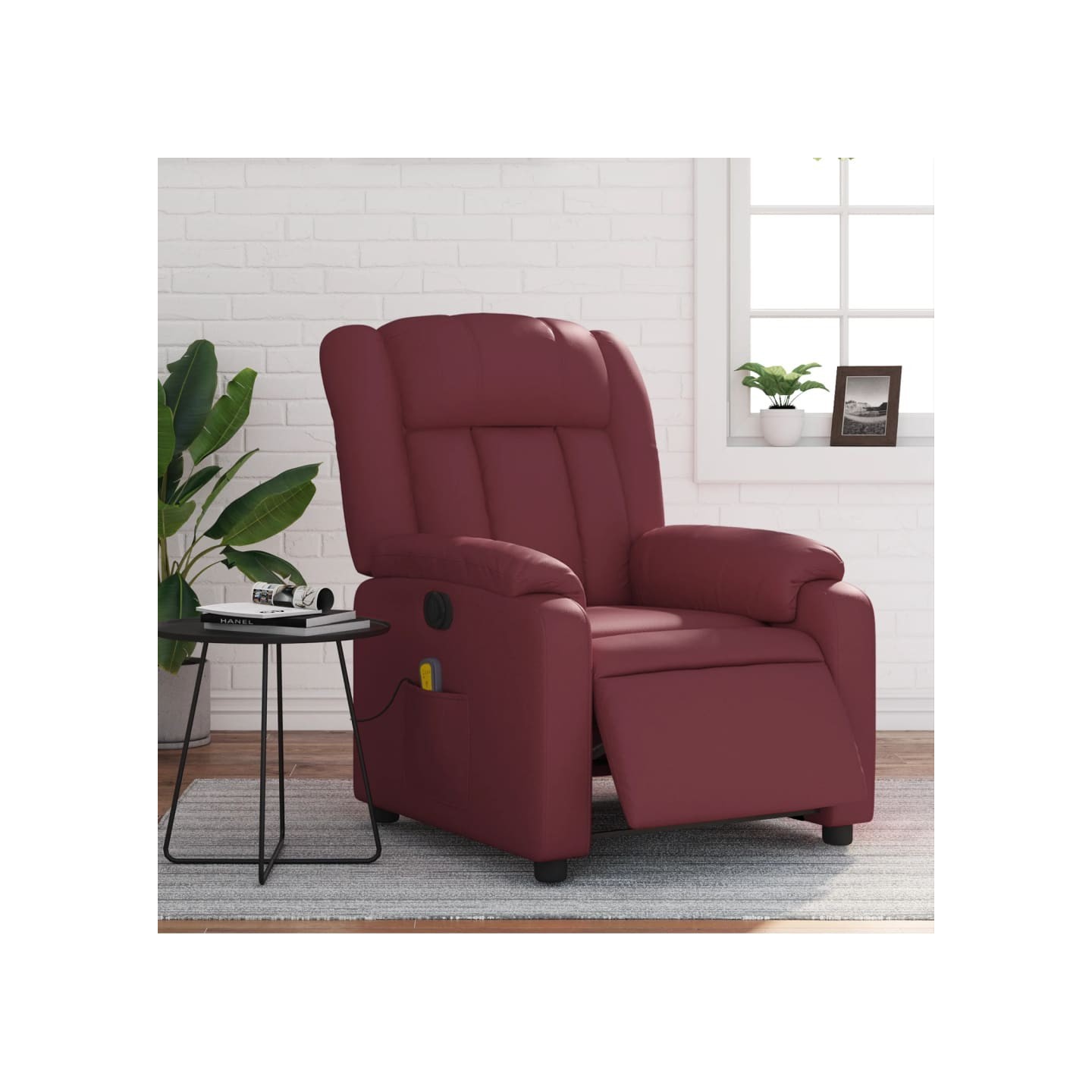 Fauteuil de massage inclinable électrique rouge bordeaux