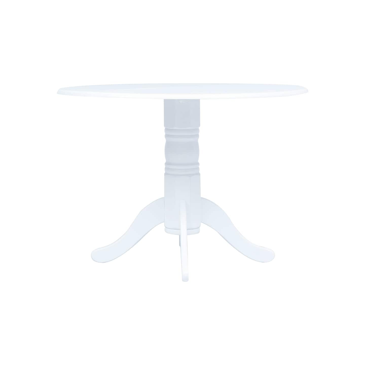 Table à manger Blanc 106 cm Bois d'hévéa massif