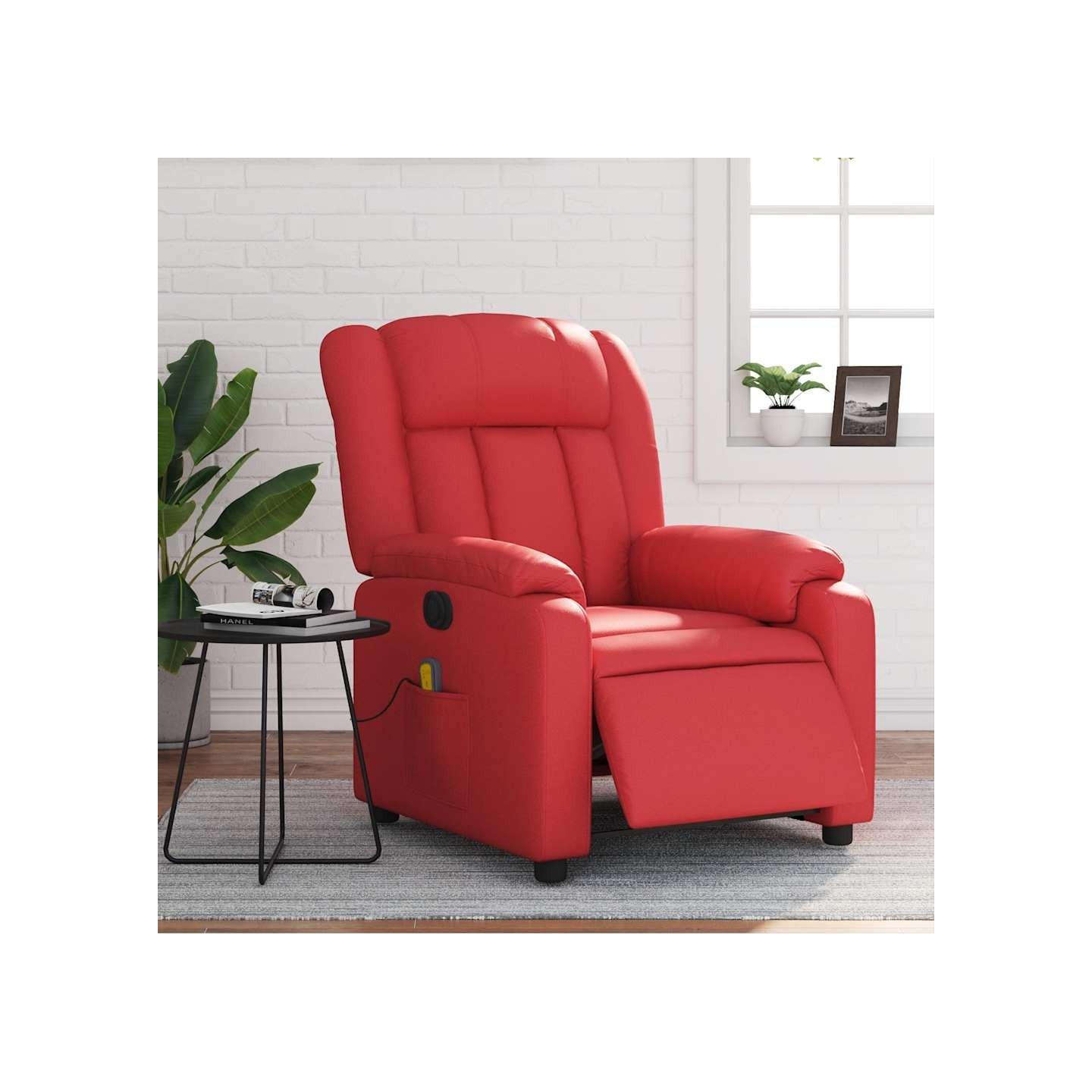 Fauteuil de massage inclinable électrique rouge similicuir