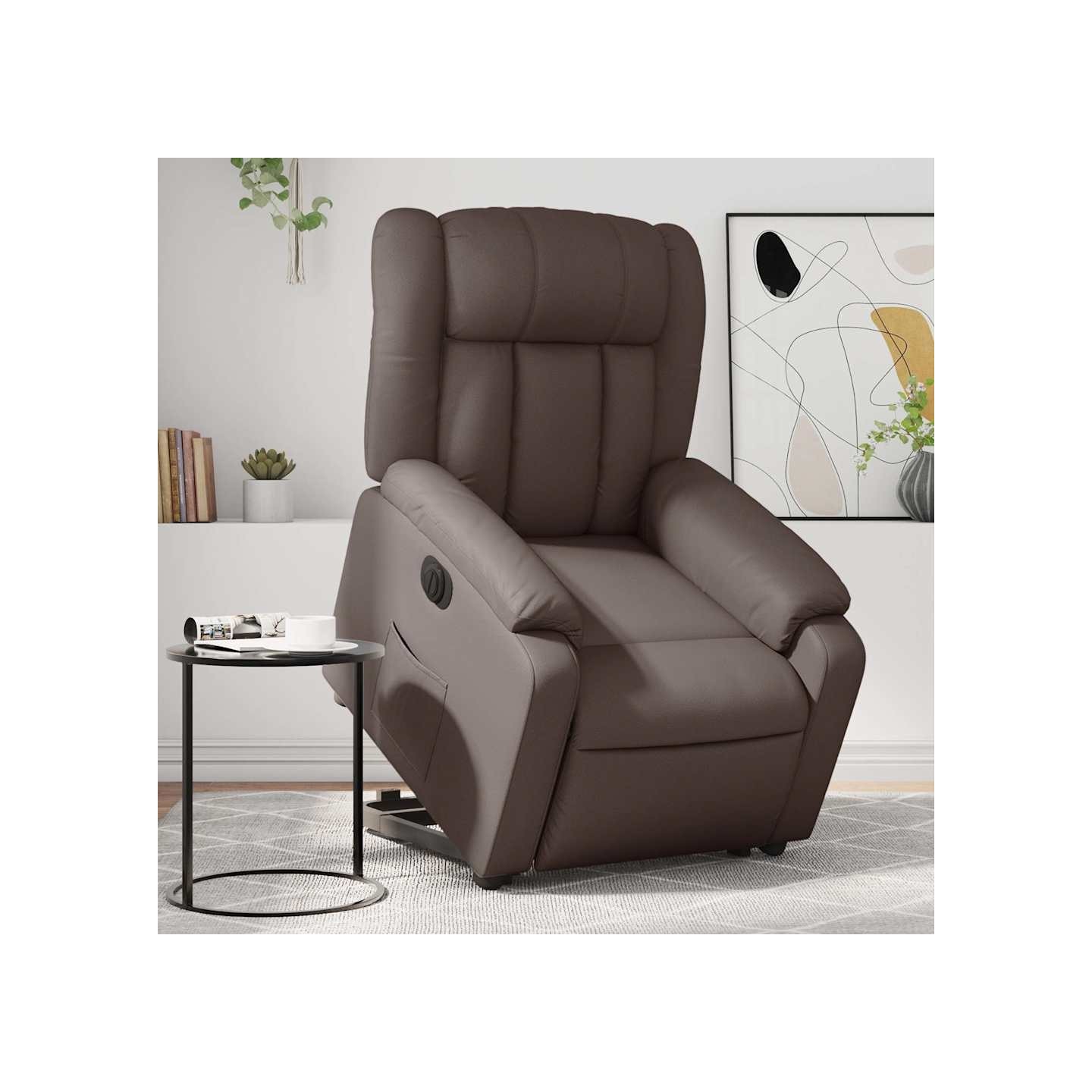 Fauteuil inclinable électrique marron similicuir