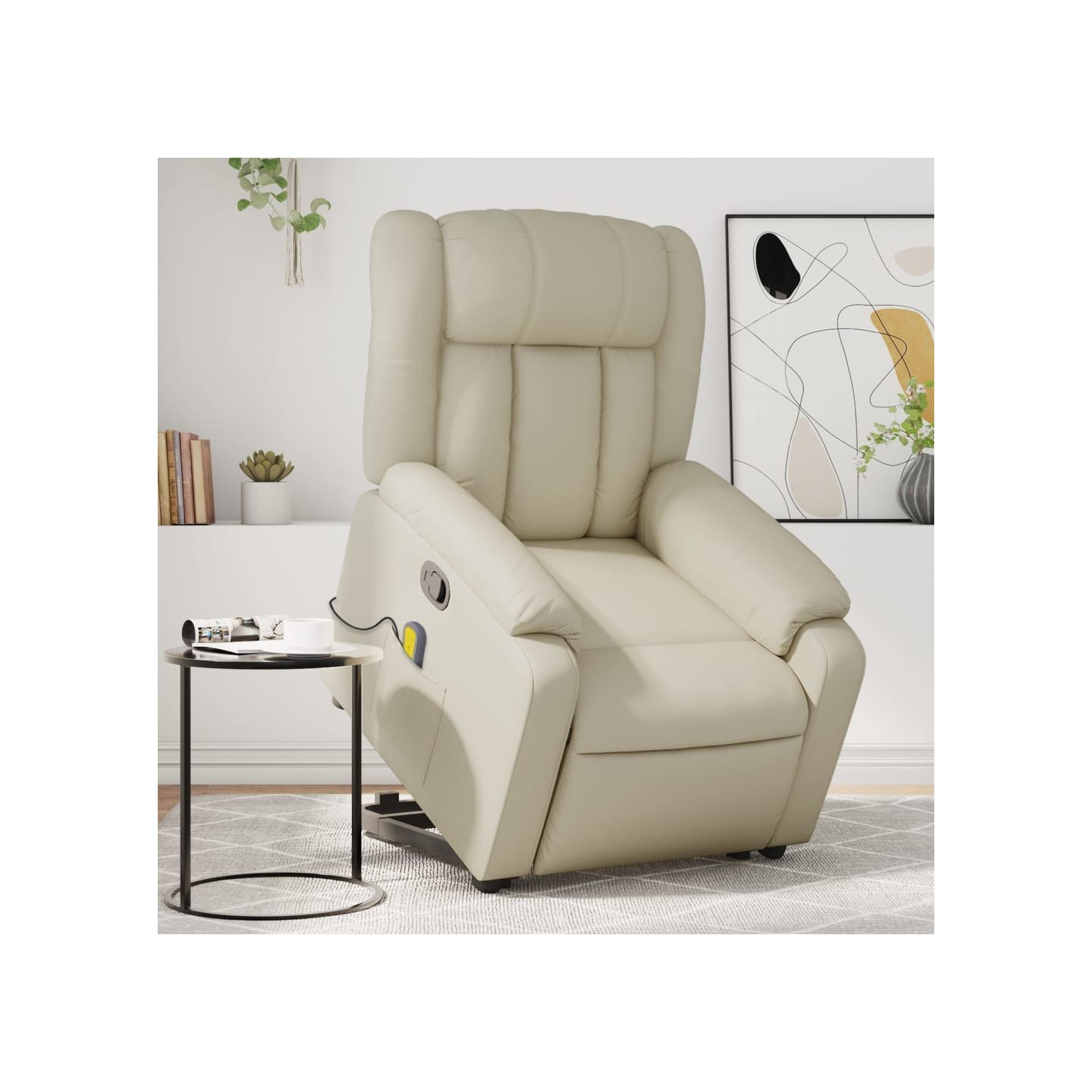 Fauteuil inclinable de massage Crème Similicuir