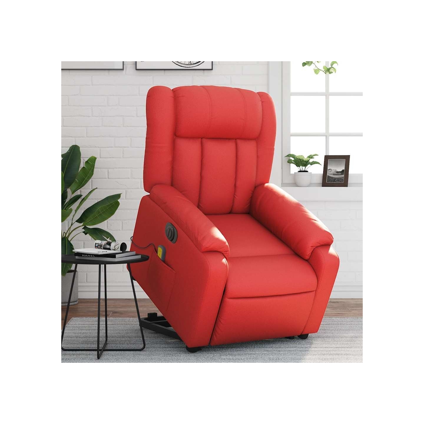 Fauteuil inclinable de massage électrique rouge similicuir