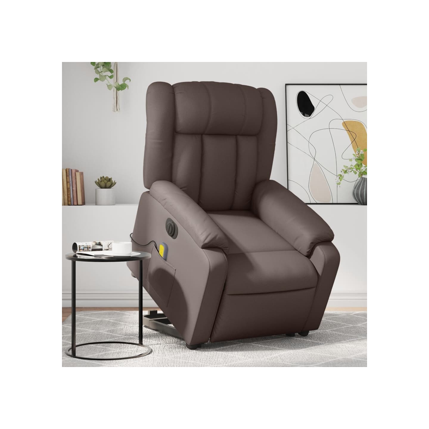 Fauteuil inclinable de massage électrique marron similicuir