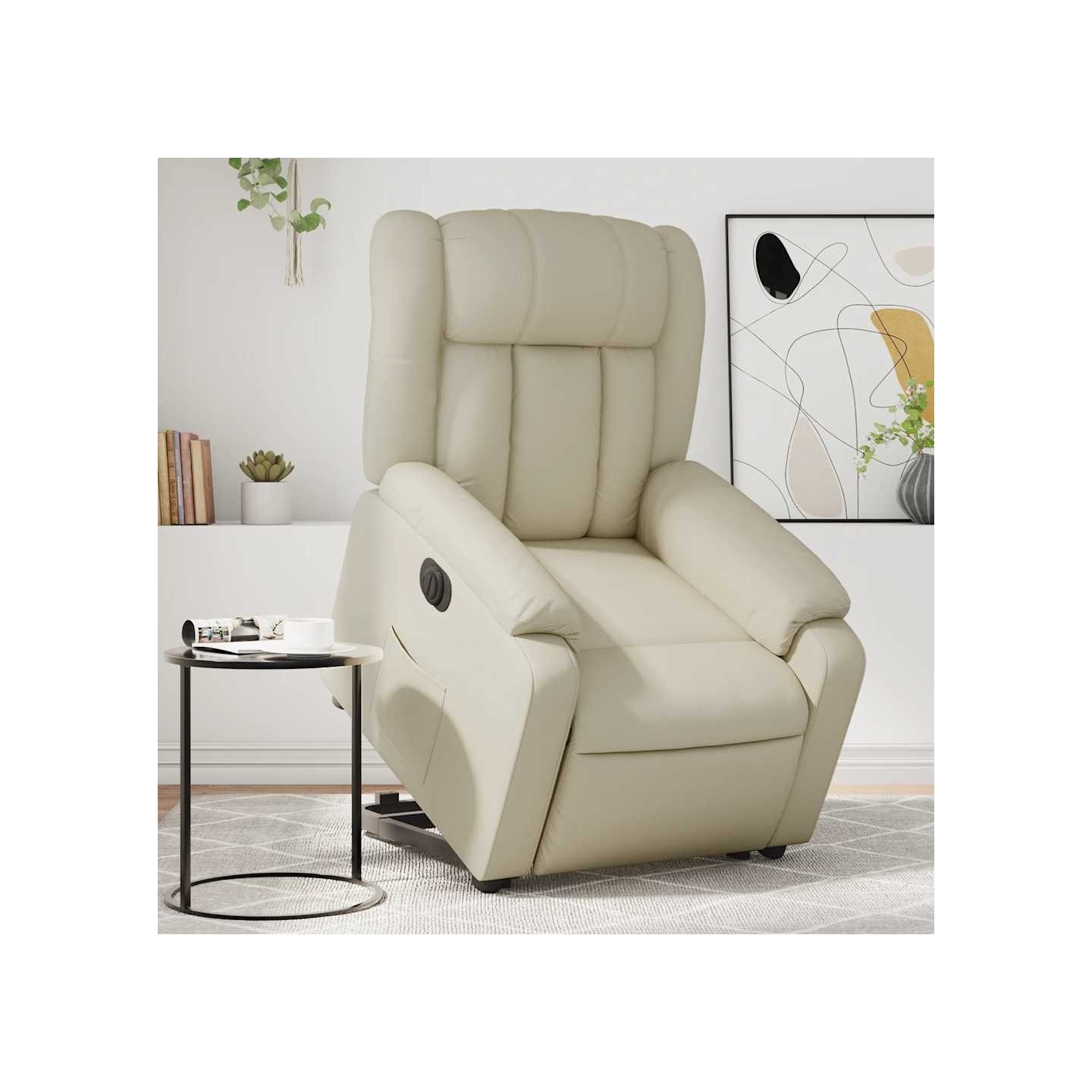 Fauteuil inclinable électrique crème similicuir