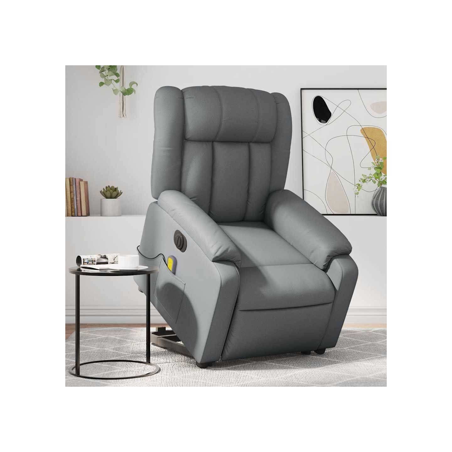 Fauteuil inclinable de massage électrique gris similicuir