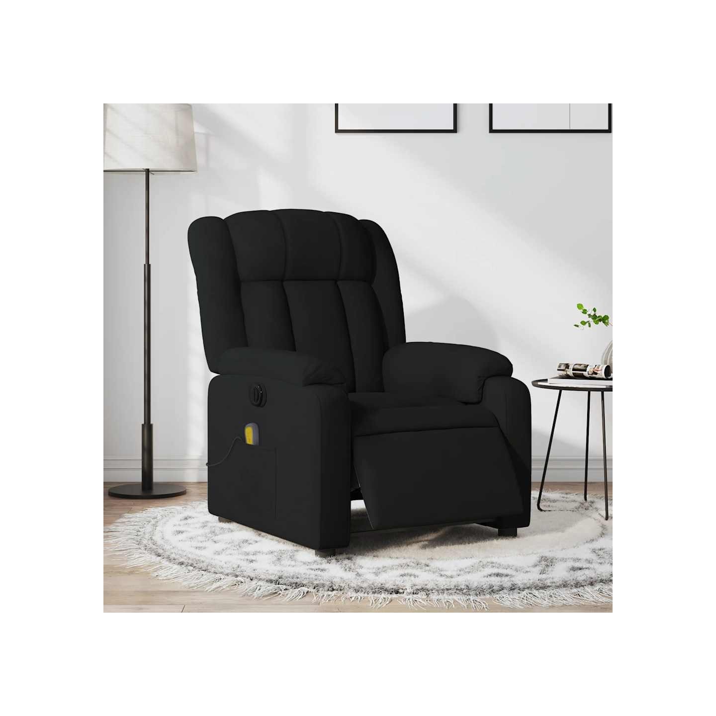 Fauteuil de massage inclinable électrique Noir Tissu