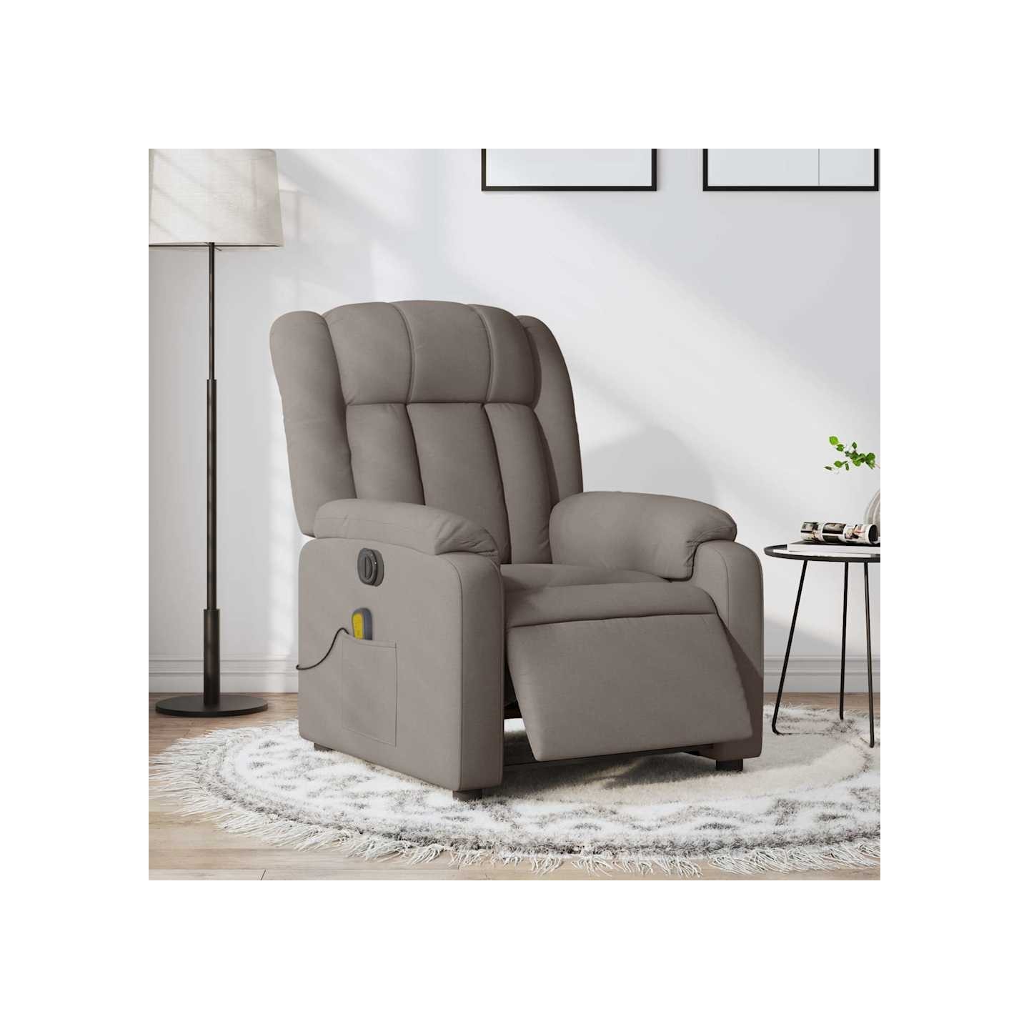 Fauteuil de massage inclinable électrique Taupe Tissu