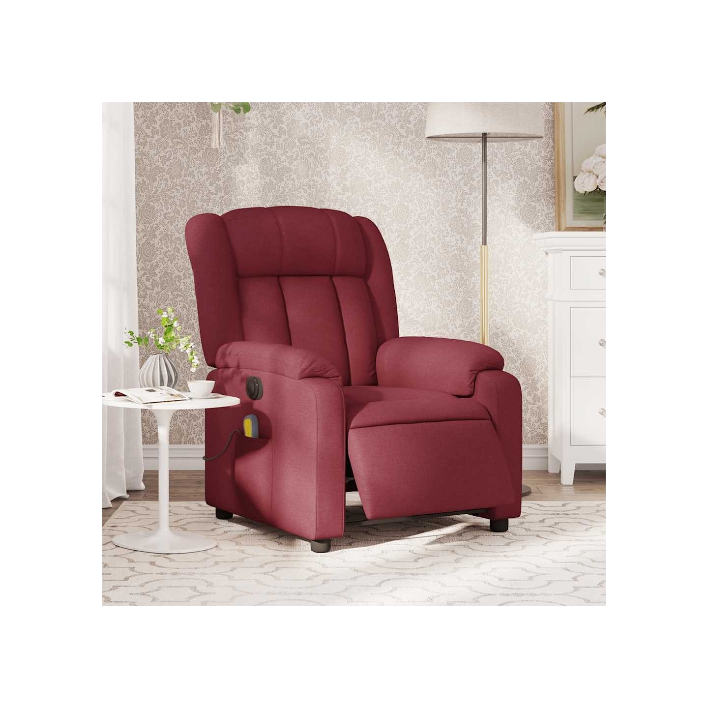 Fauteuil de massage inclinable électrique Rouge bordeaux Tissu