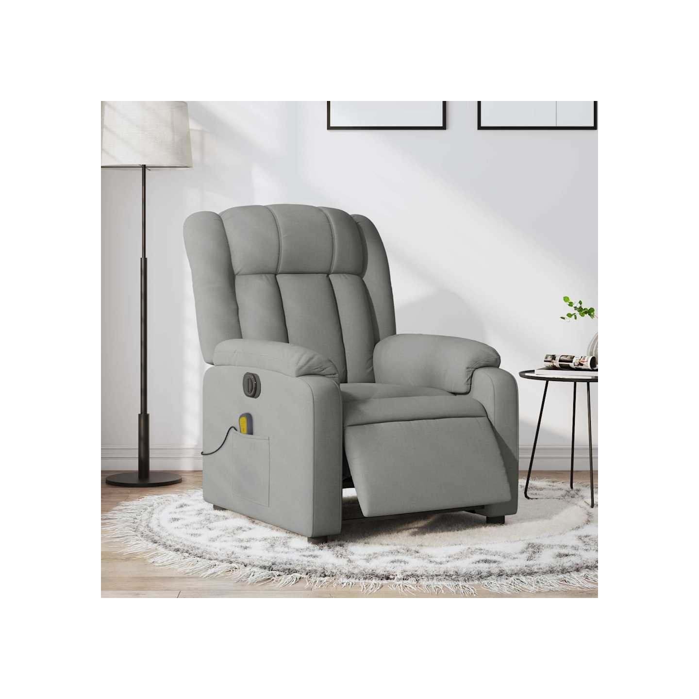 Fauteuil de massage inclinable électrique gris clair tissu