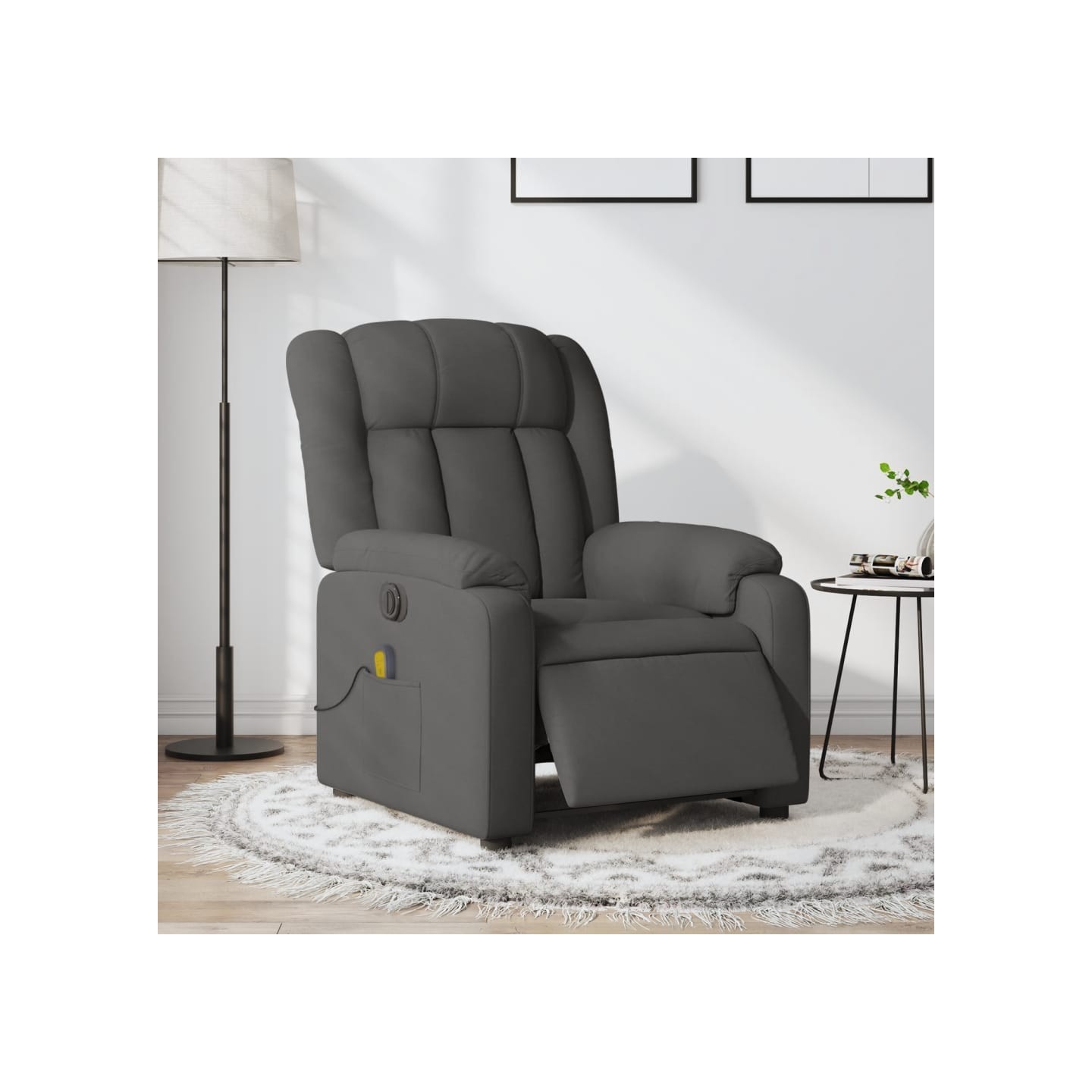 Fauteuil inclinable de massage électrique gris foncé tissu