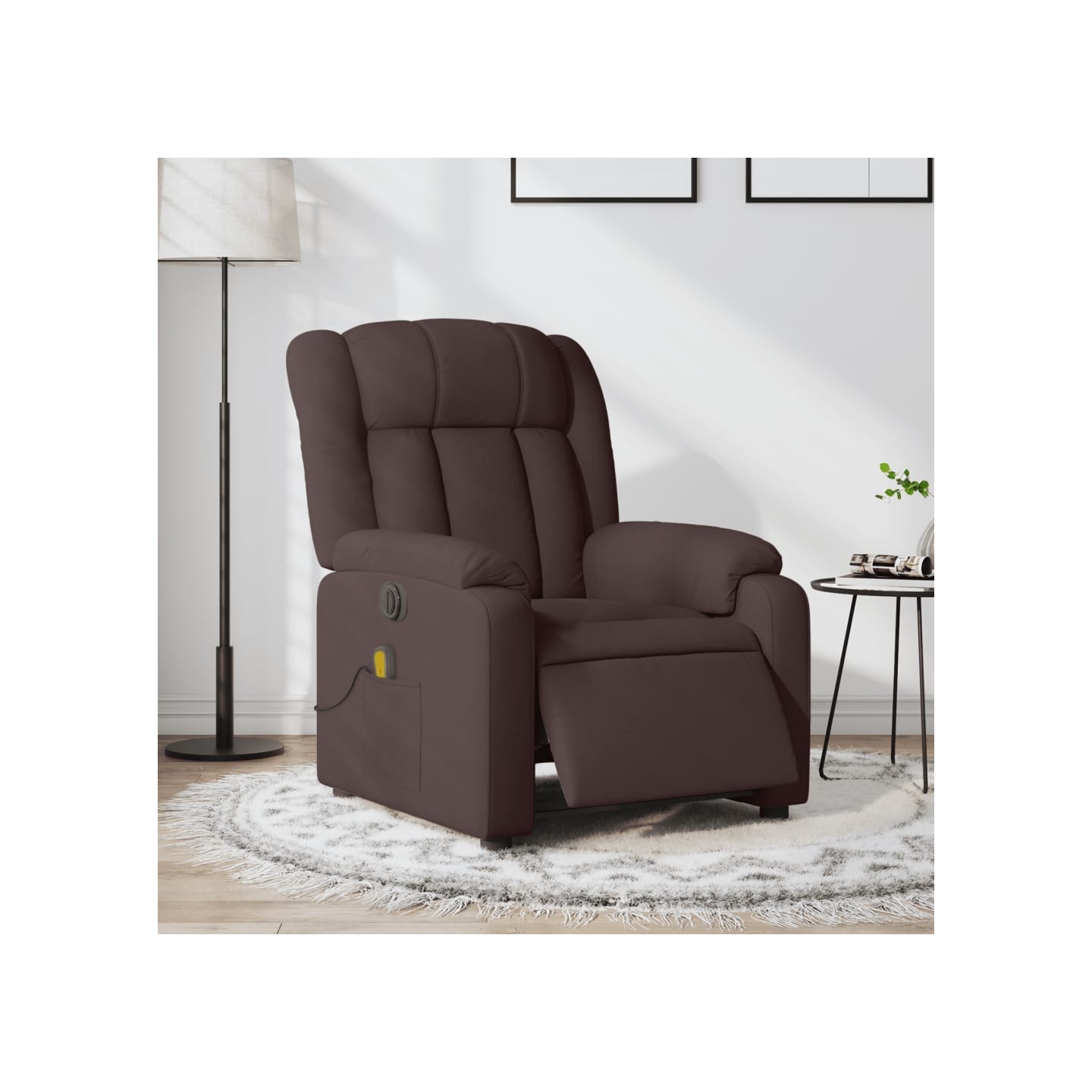 Fauteuil de massage inclinable électrique Marron foncé Tissu