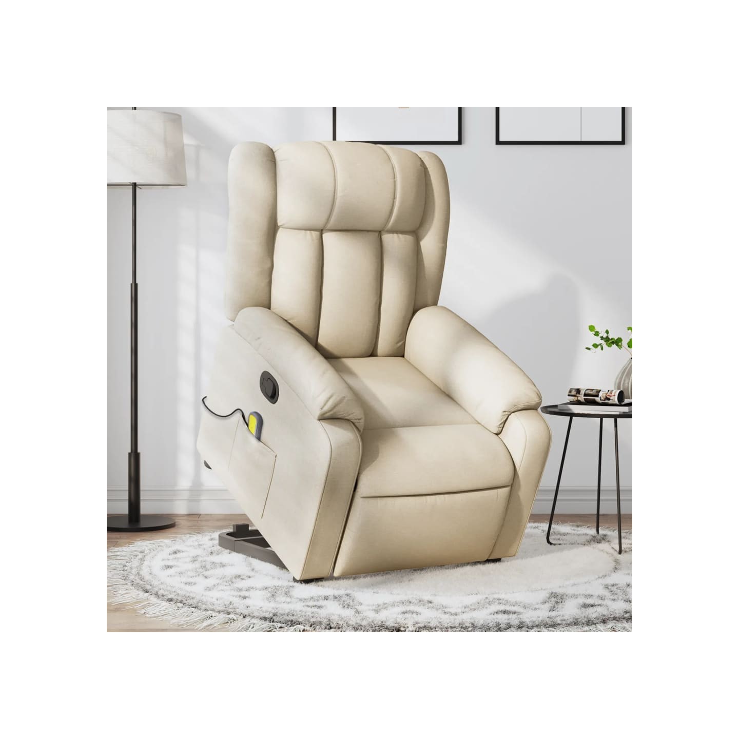 Fauteuil inclinable de massage Crème Tissu