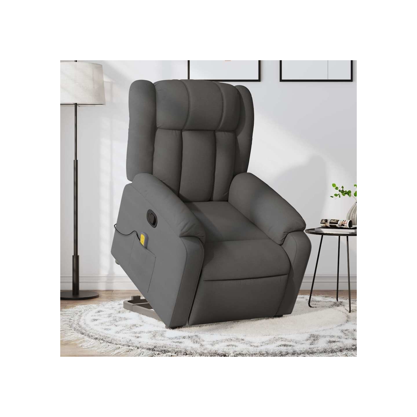 Fauteuil de massage inclinable Gris foncé Tissu